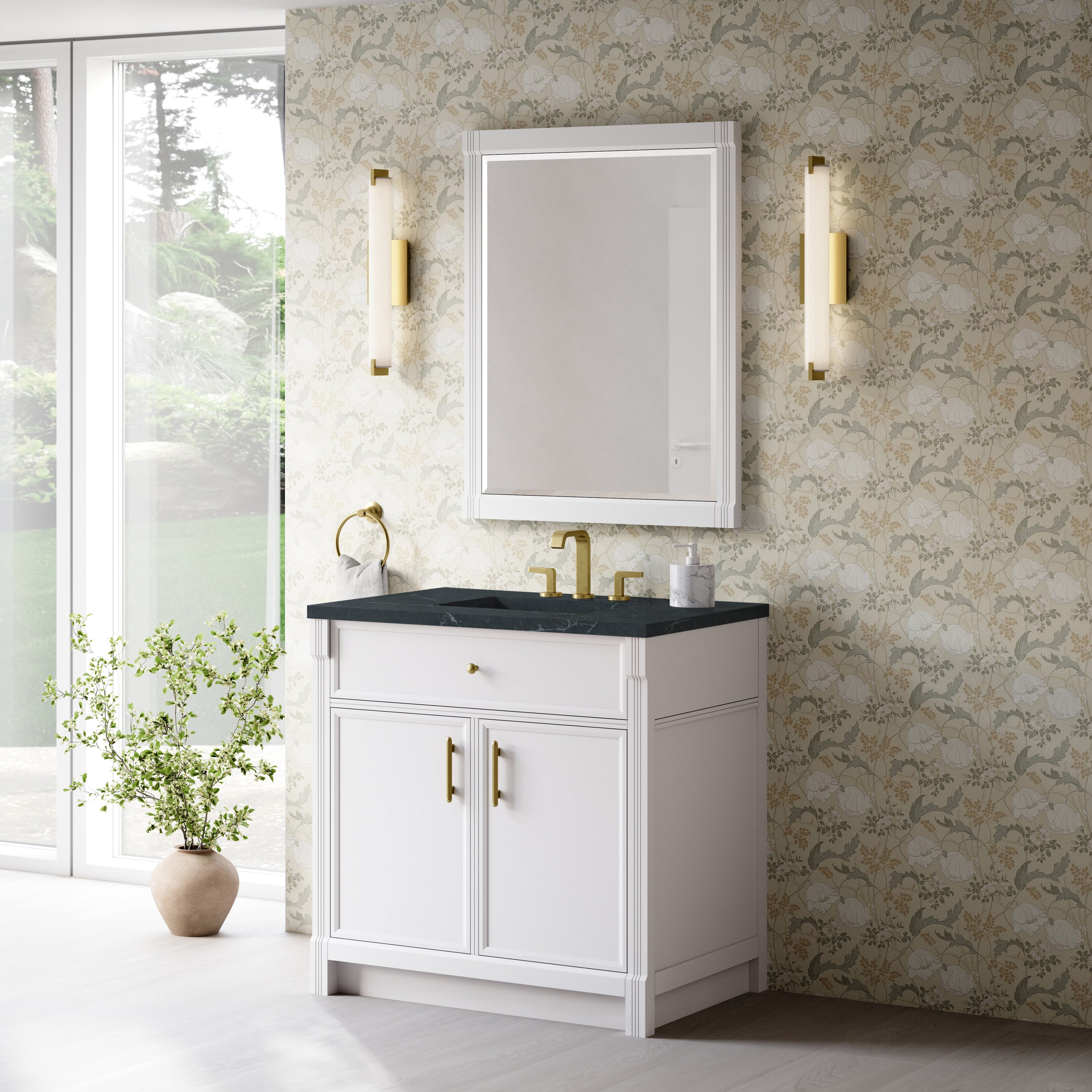 James Martin Bellshire 36" Single Vanity in Bright White with 3cm Countertop