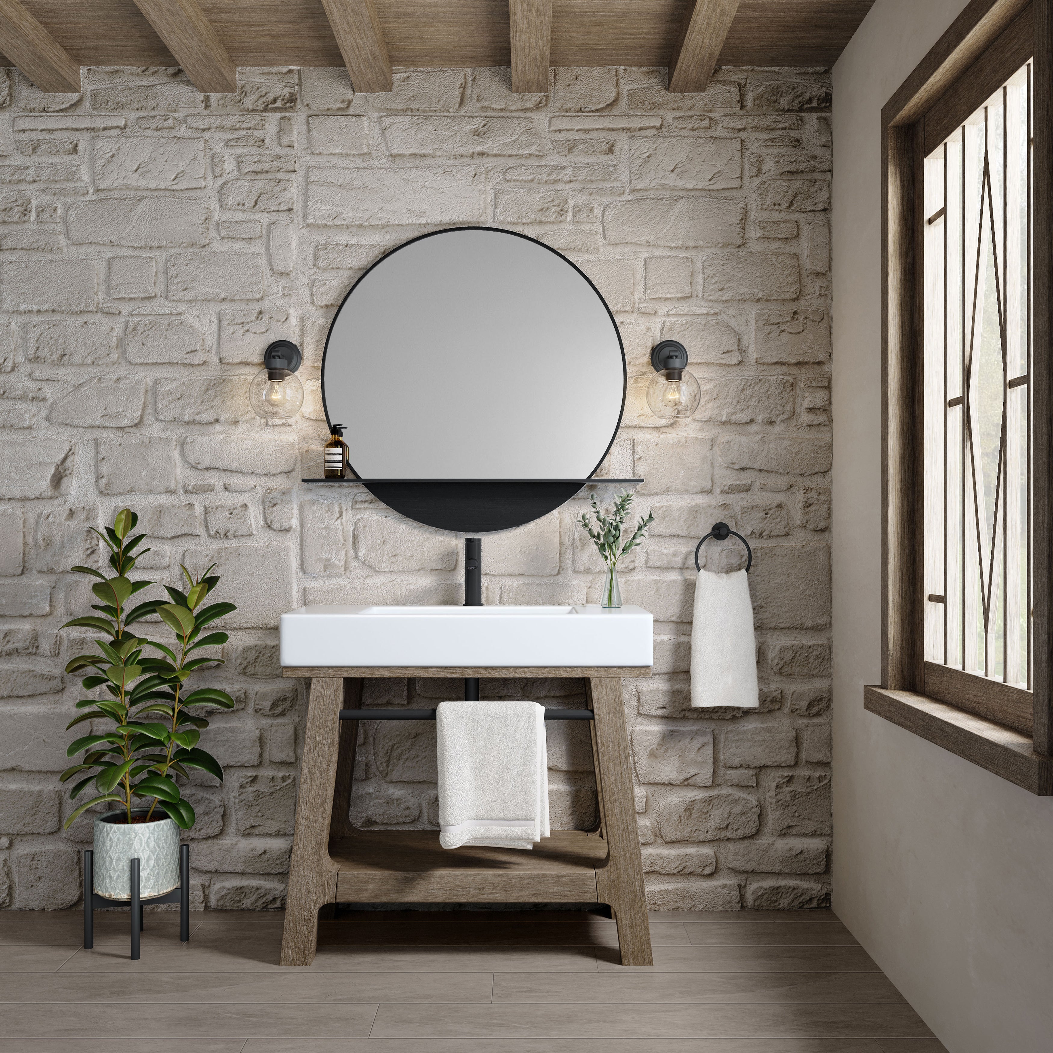 James Martin Auburn 36" Single Weathered Timber Sink Console