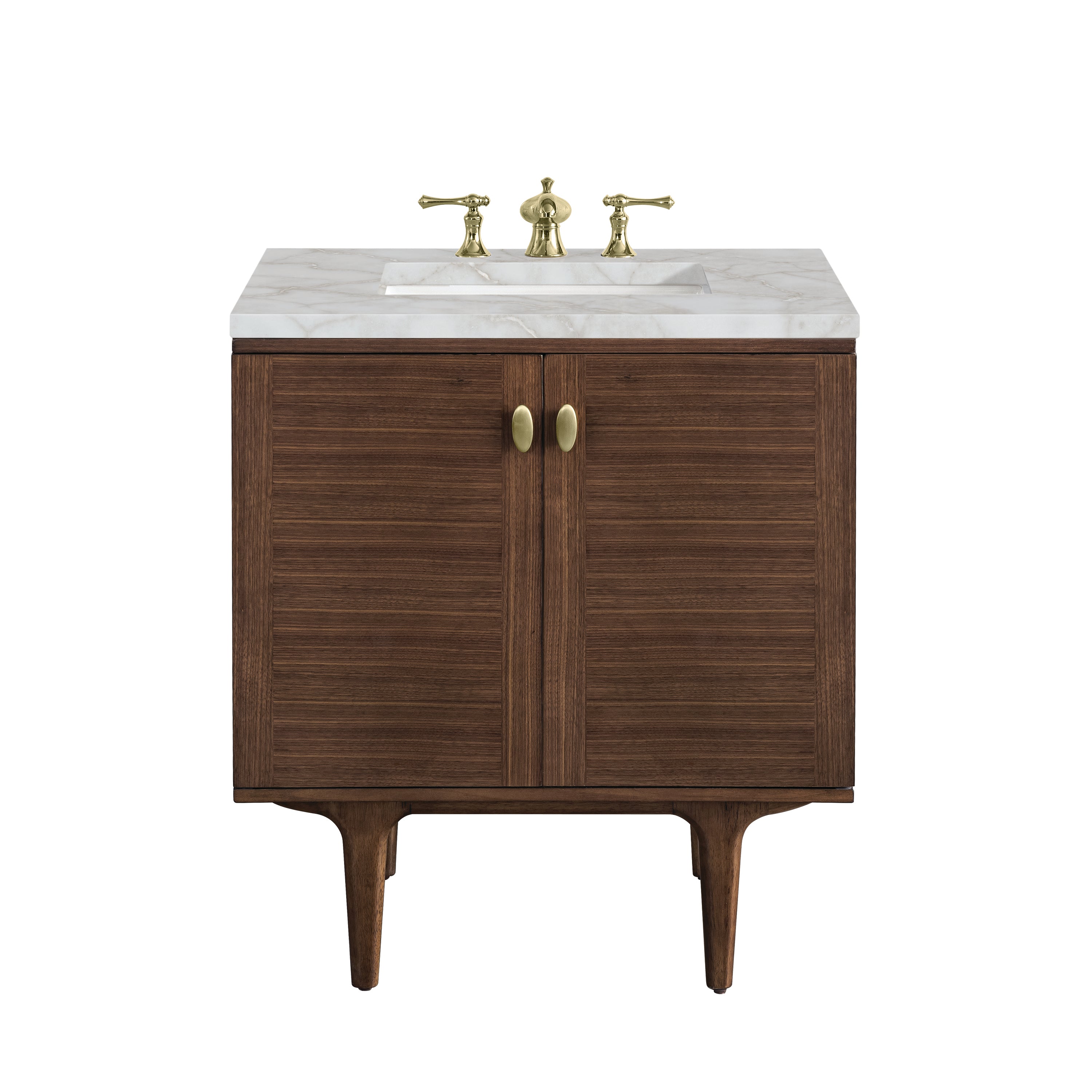 James Martin Amberly 30" Single Vanity in Mid-Century Walnut with 3cm Countertop