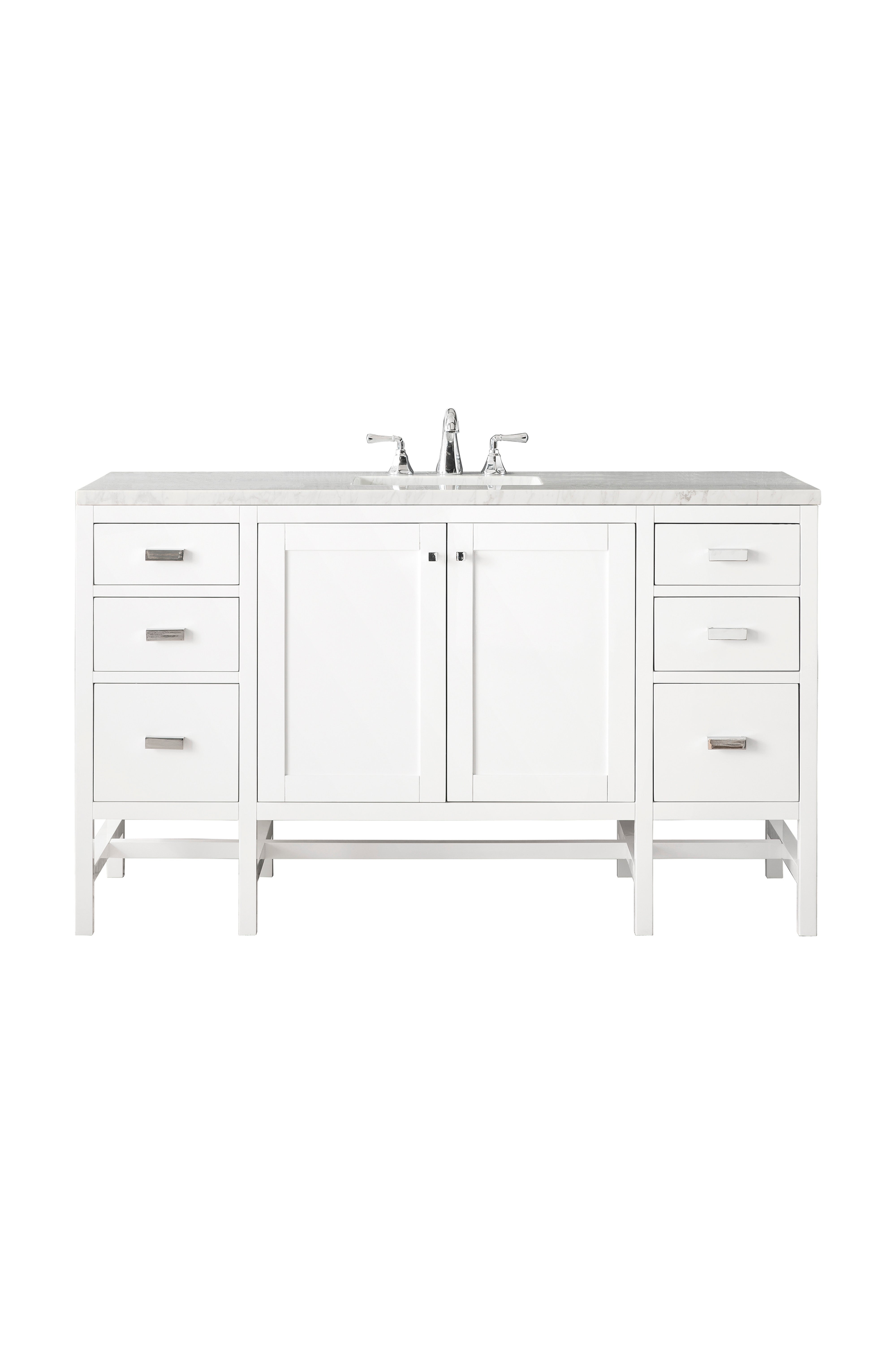 James Martin Addison 60" Single Vanity in Glossy White with 3cm Countertop