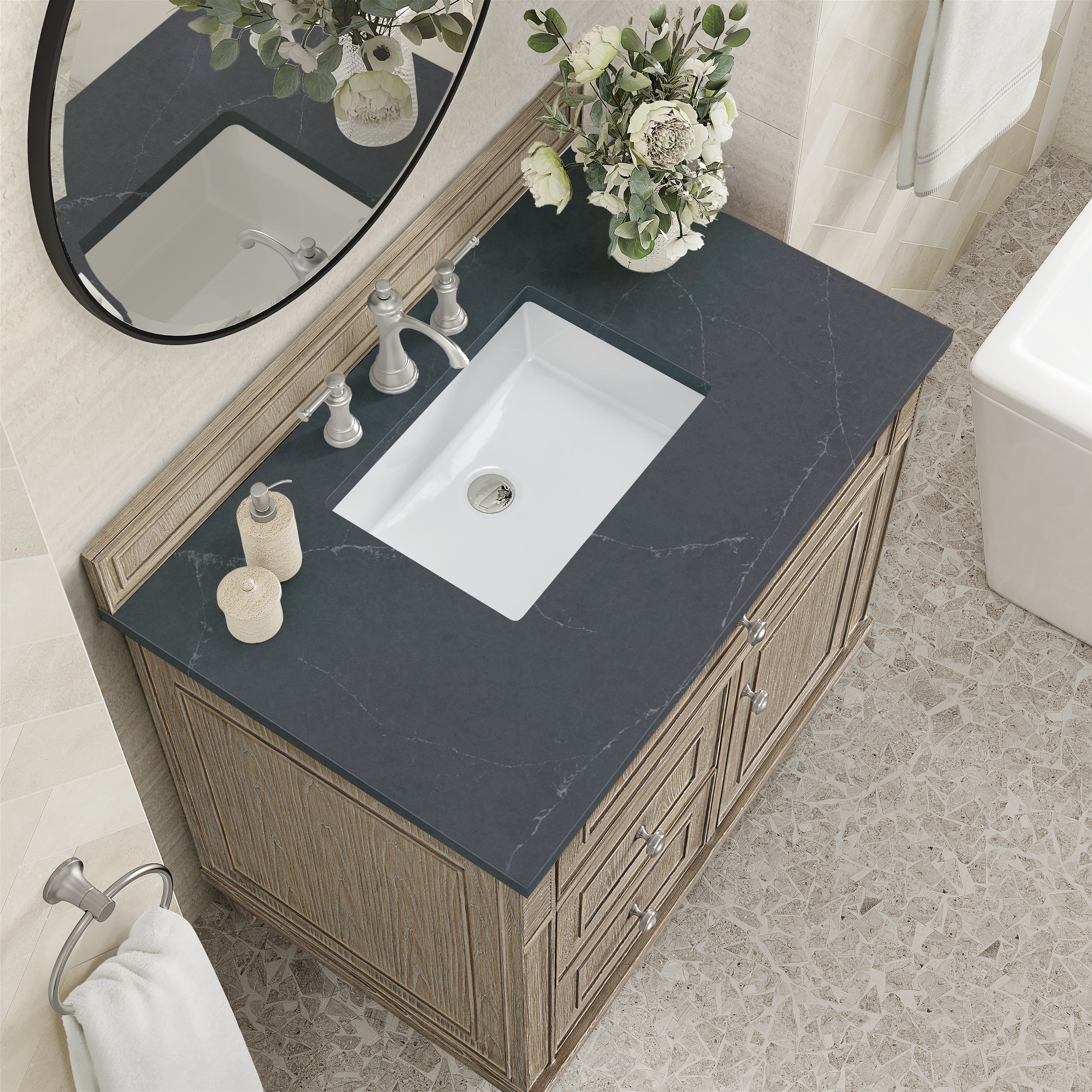 James Martin Lorelai 36" Single Vanity in Whitewashed Oak with 3cm Countertop