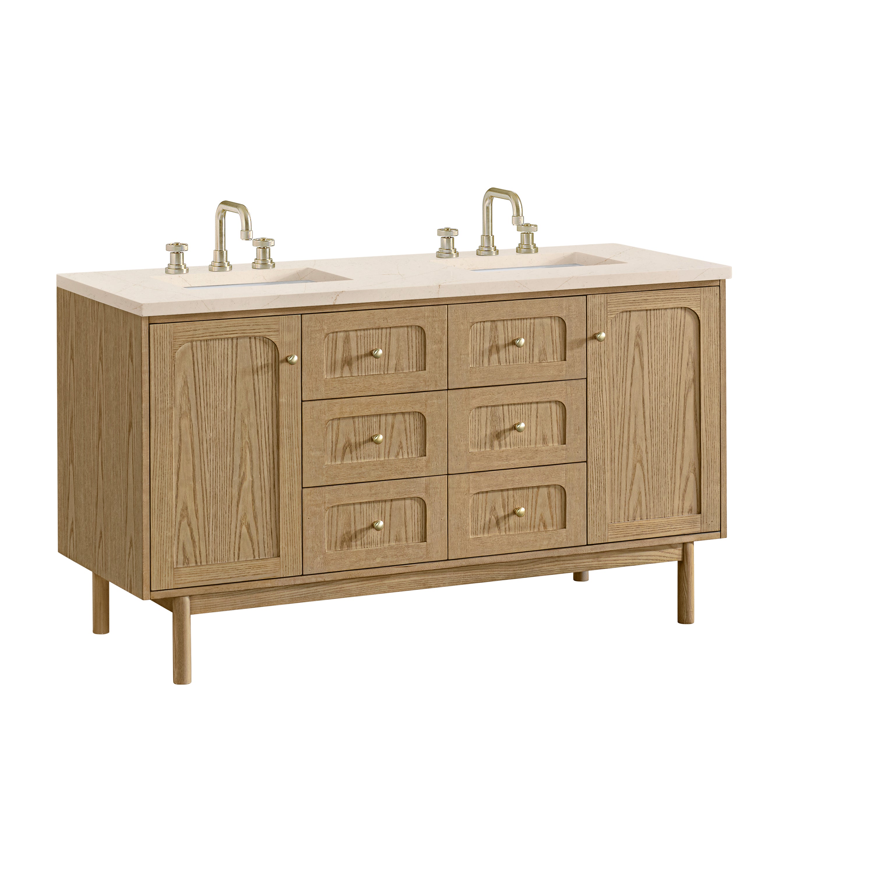 James Martin Laurent 60" Double Vanity in Light Natural Oak with 3cm Countertop
