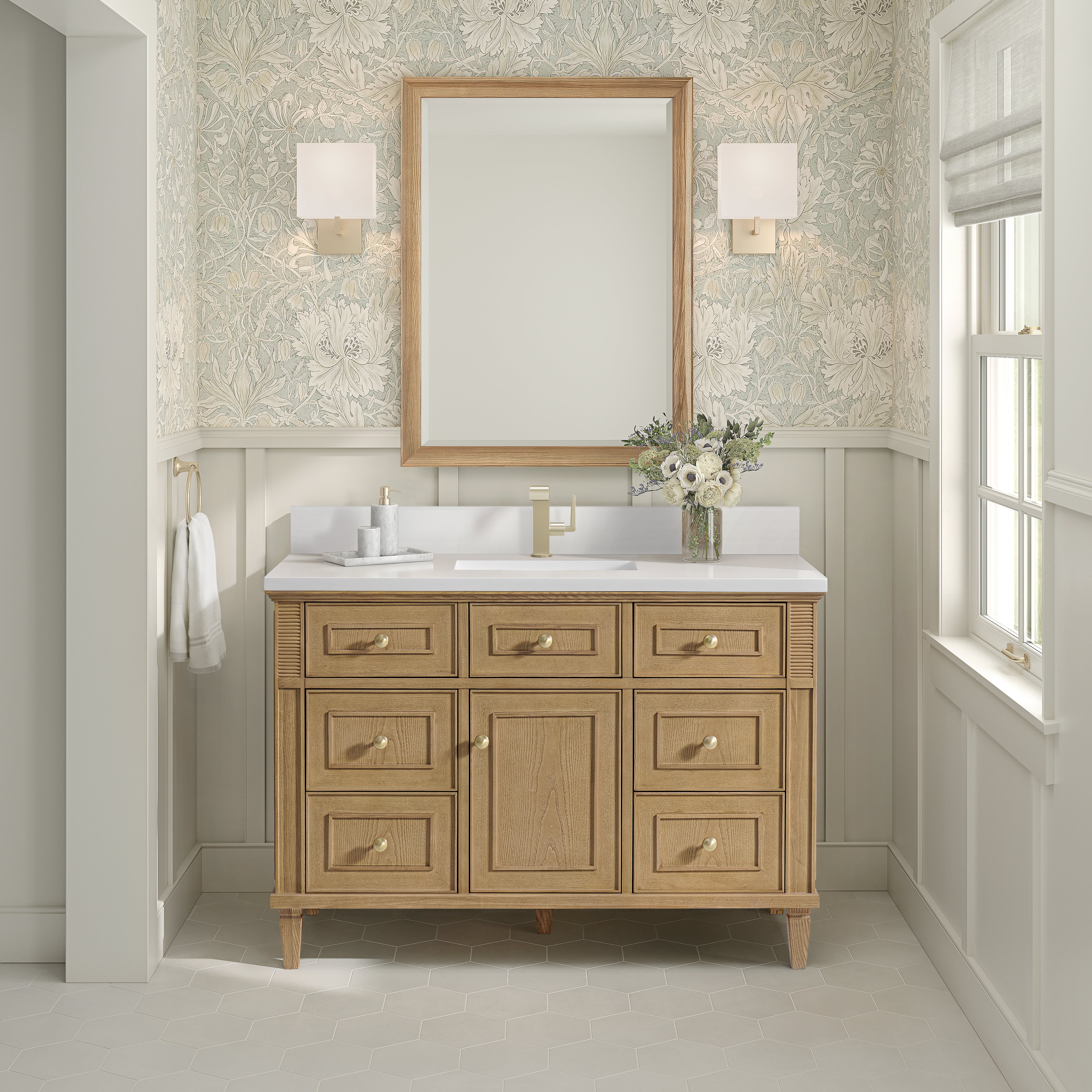 James Martin Lorelai 48" Single Vanity in Light Natural Oak with 3cm Countertop