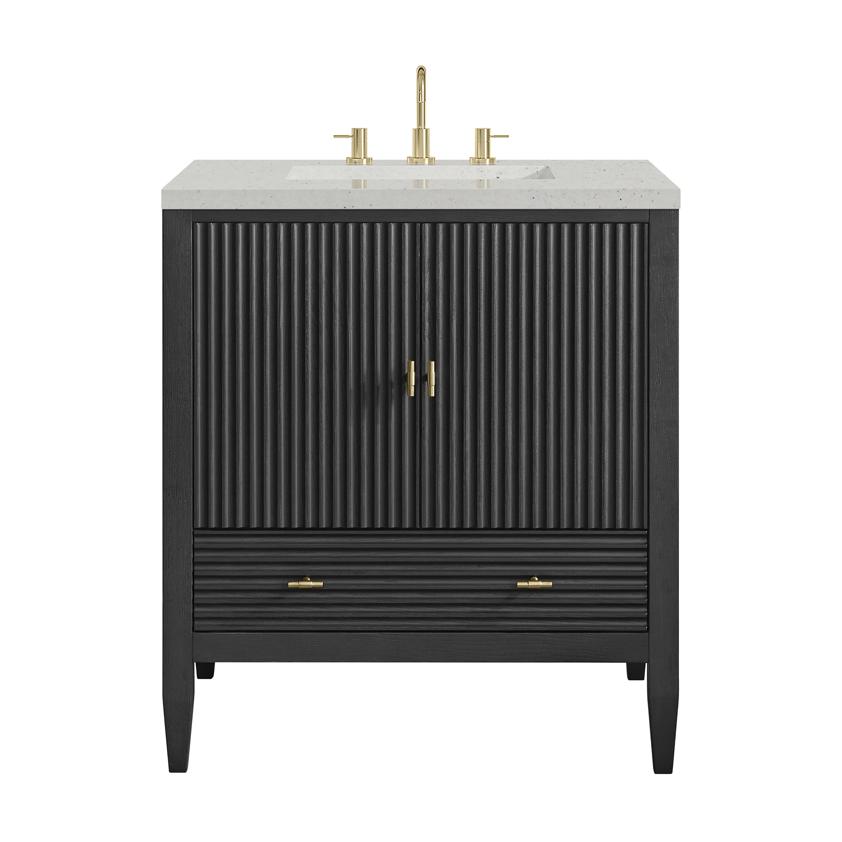 James Martin Myrrin 30" Single Vanity in Carbon Oak with 3cm Countertop