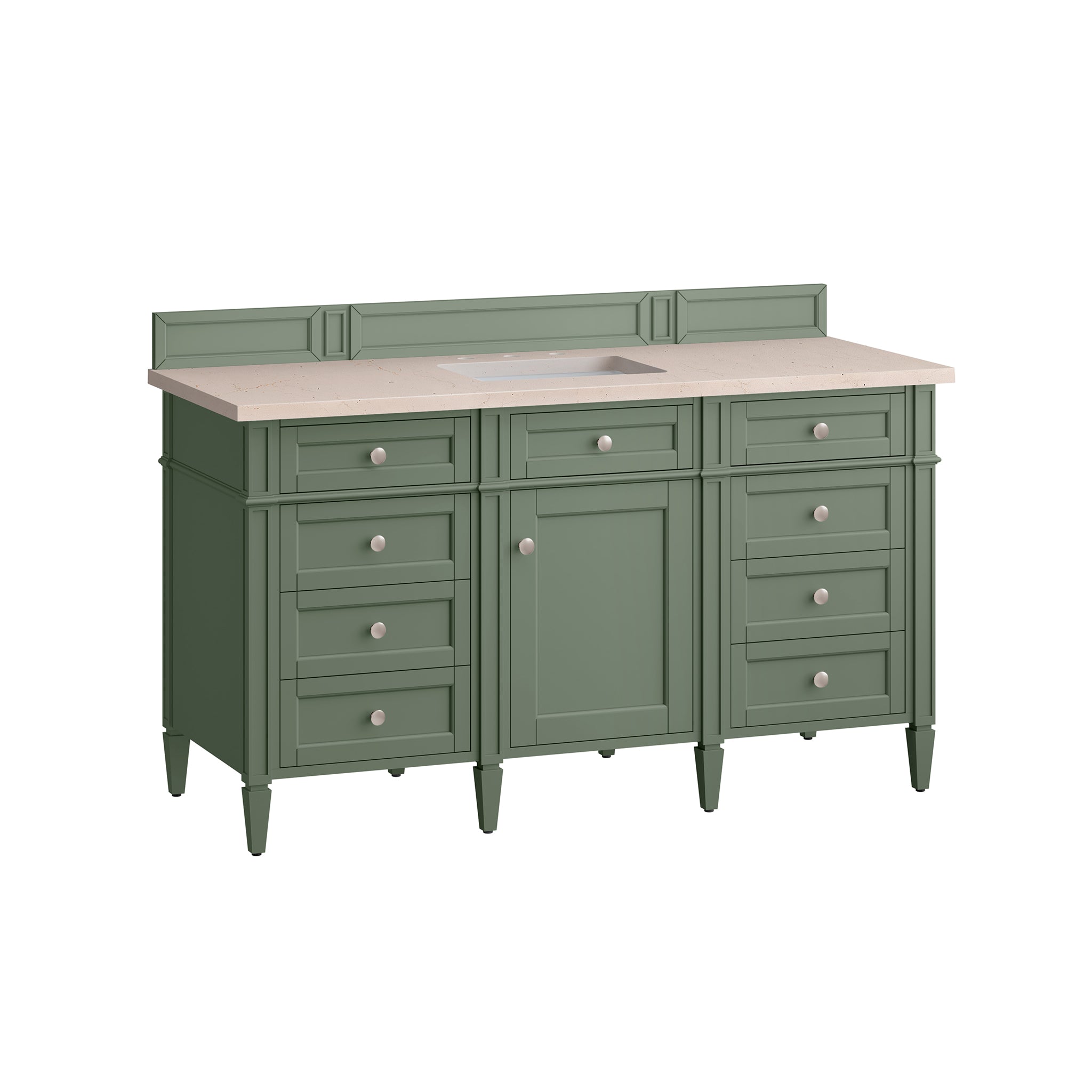 James Martin Brittany 60" Single Vanity in Smokey Celadon with 3cm Countertop