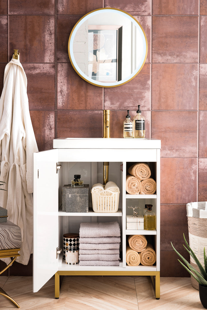 Alicante 24" Single Vanity with White Glossy Composite Stone Top