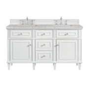 James Martin Lorelai 60" Double Vanity in Bright White with 3cm Countertop and FreePower Wireless Charger