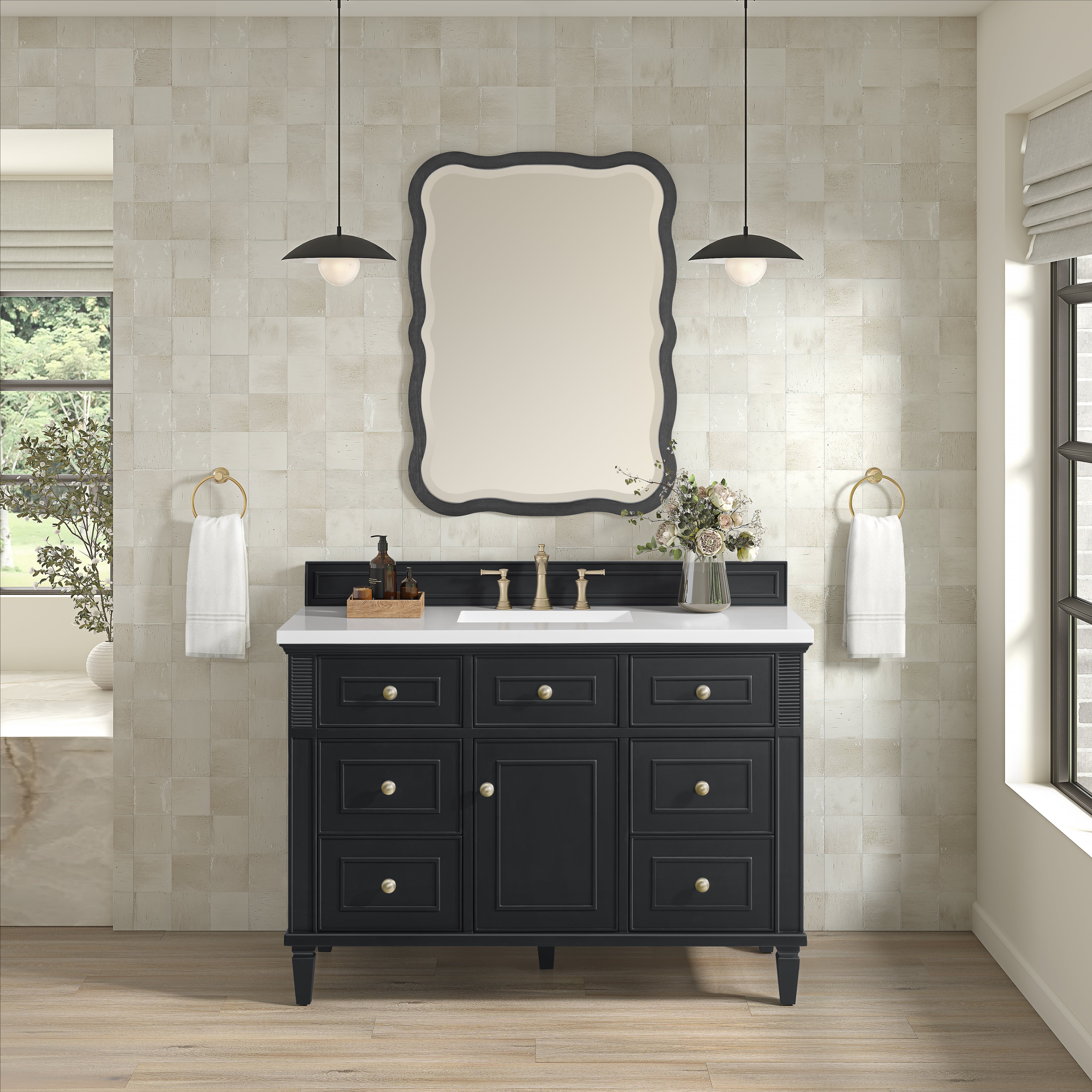James Martin Lorelai 48" Single Vanity in Black Onyx with 3cm Countertop