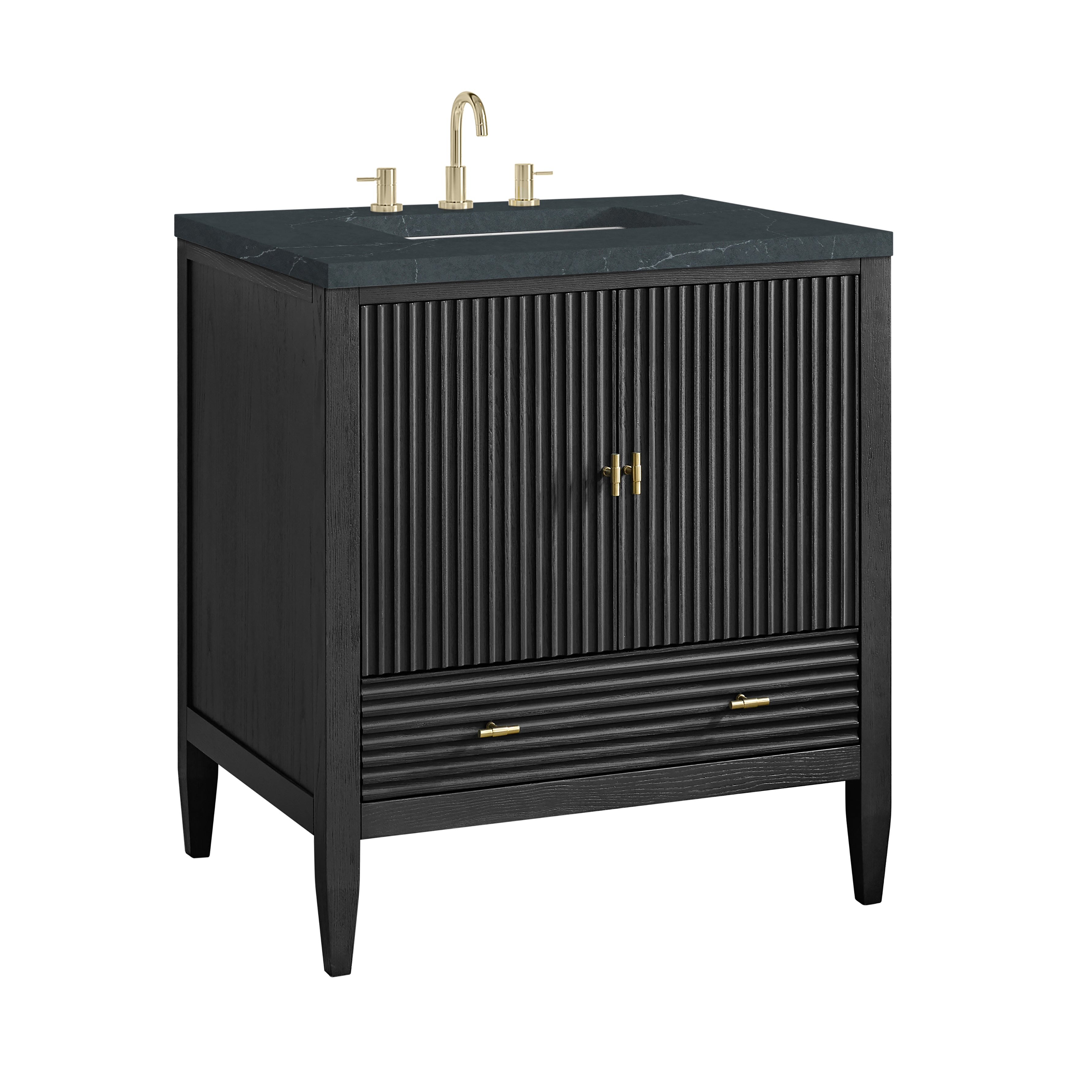 James Martin Myrrin 30" Single Vanity in Carbon Oak with 3cm Countertop