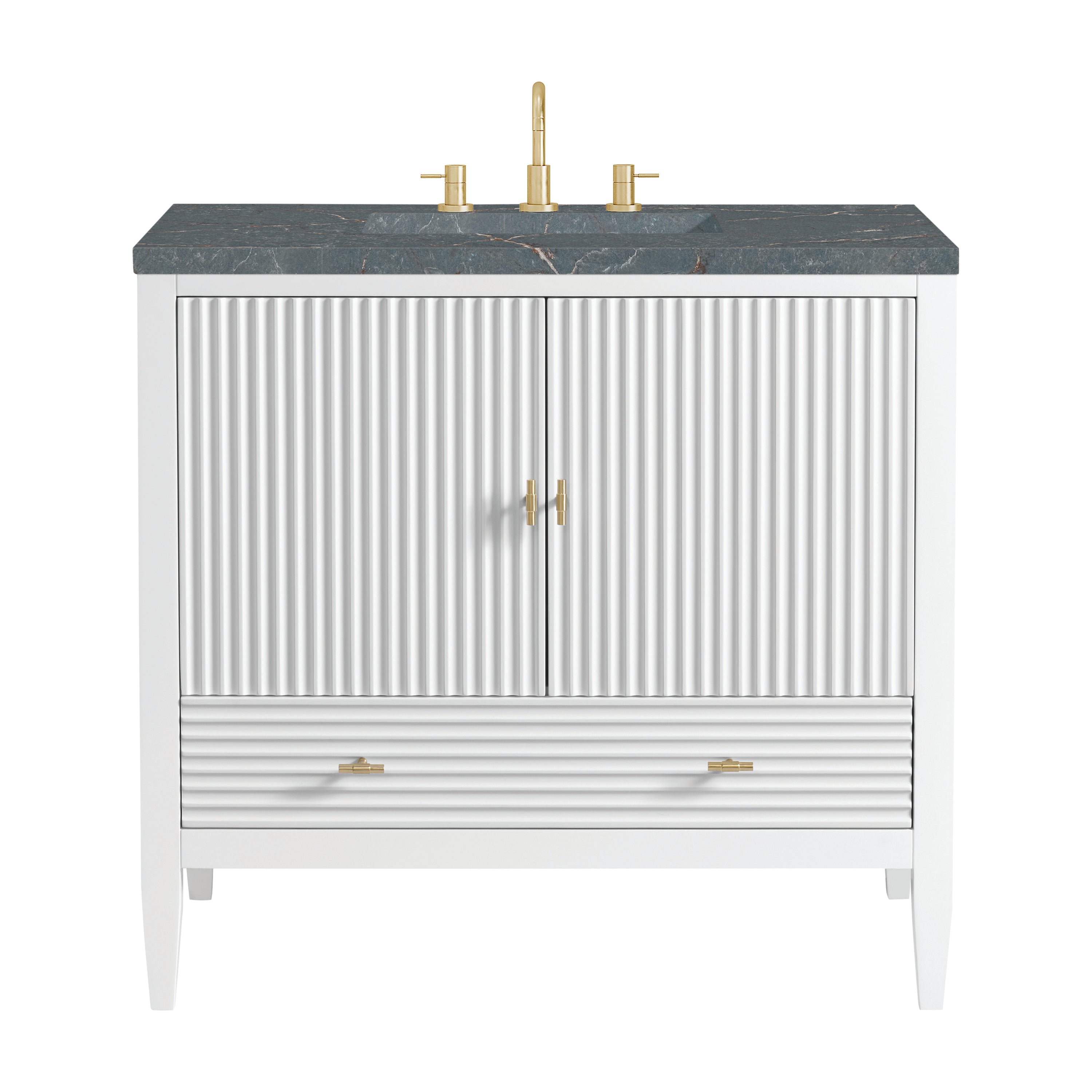 James Martin Myrrin 36" Vanity in Bright White with 3cm Countertop