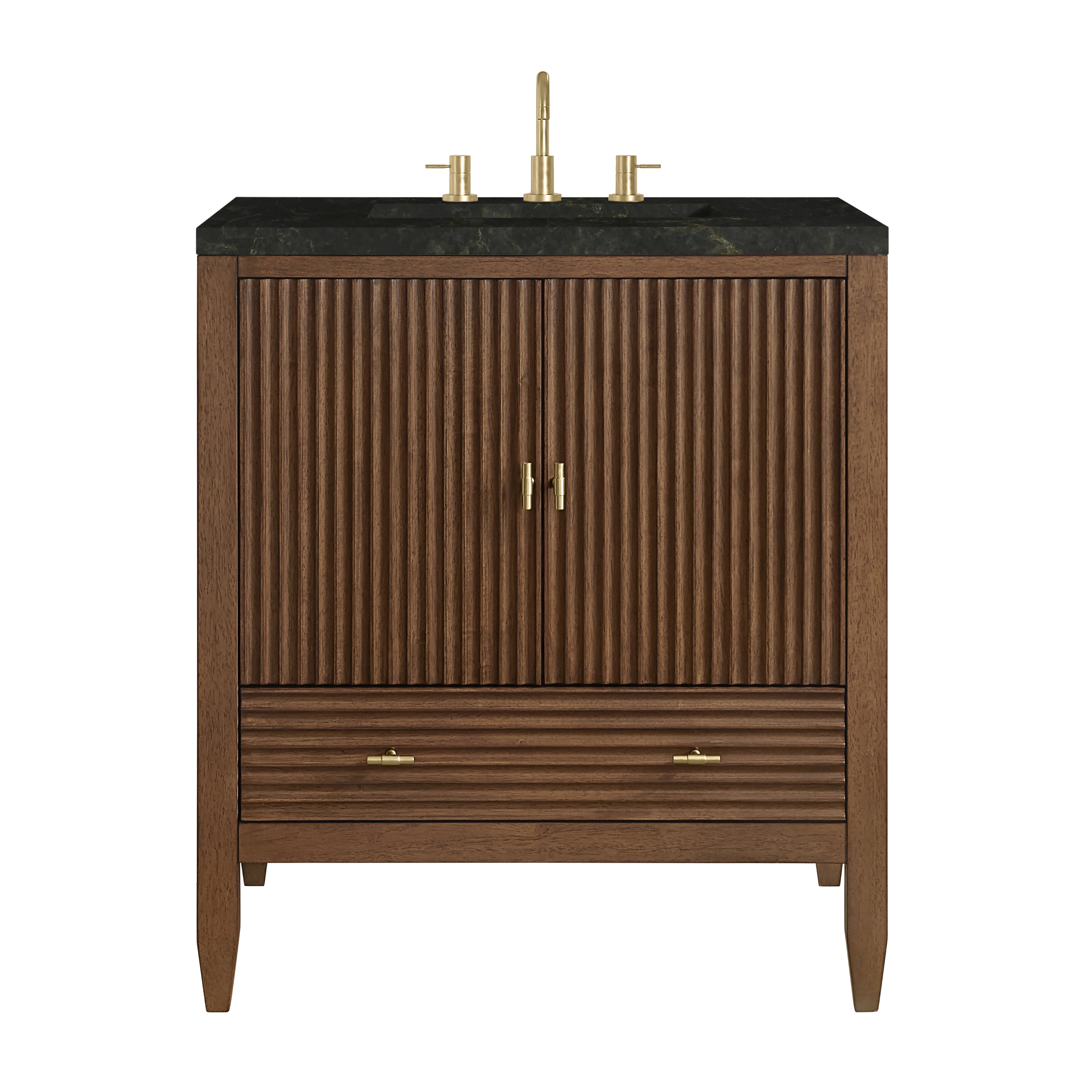 James Martin Myrrin 30" Single Vanity in Mid-Century Walnut with 3cm Countertop