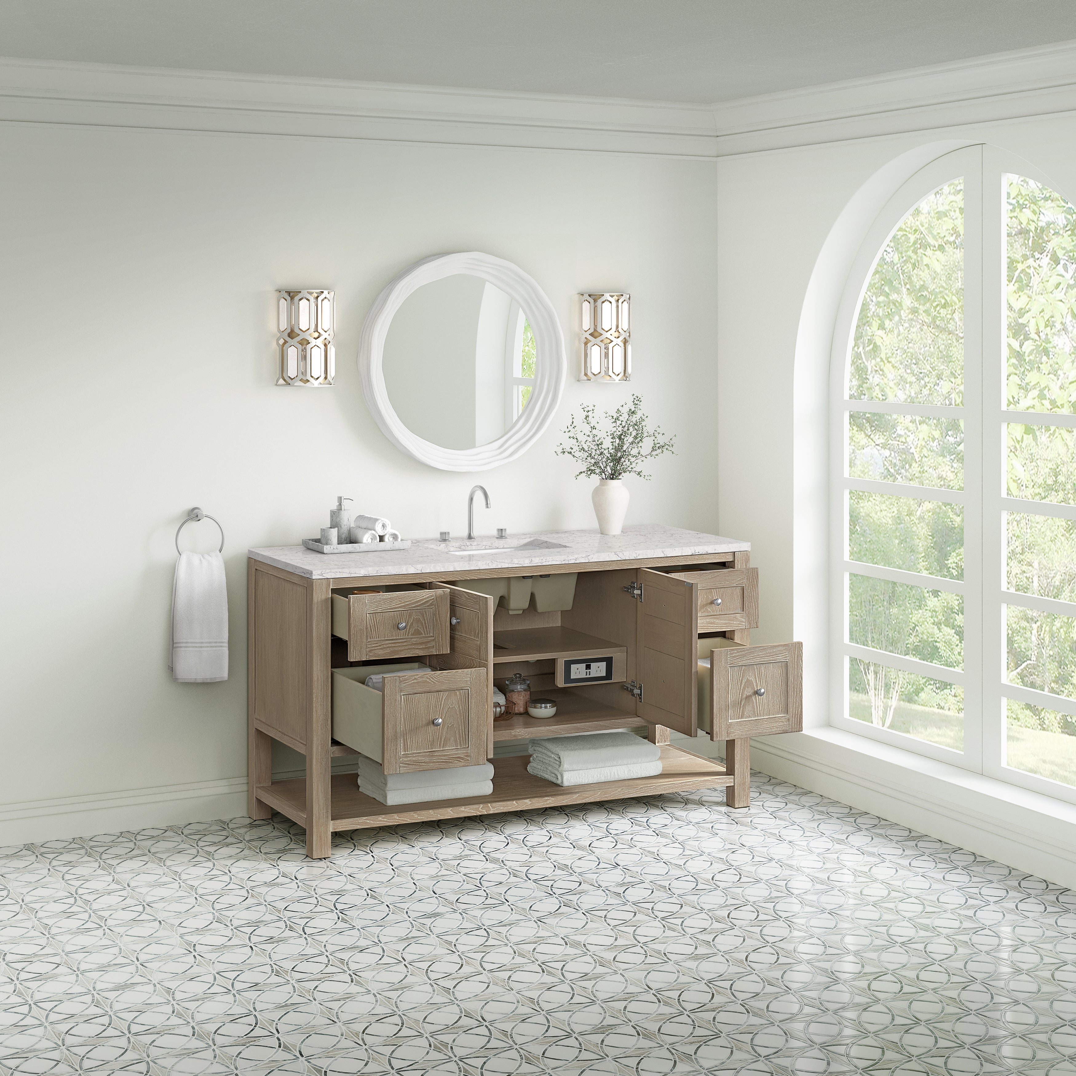James Martin Breckenridge 60" Single Vanity in Whitewashed Oak with 3cm Countertop