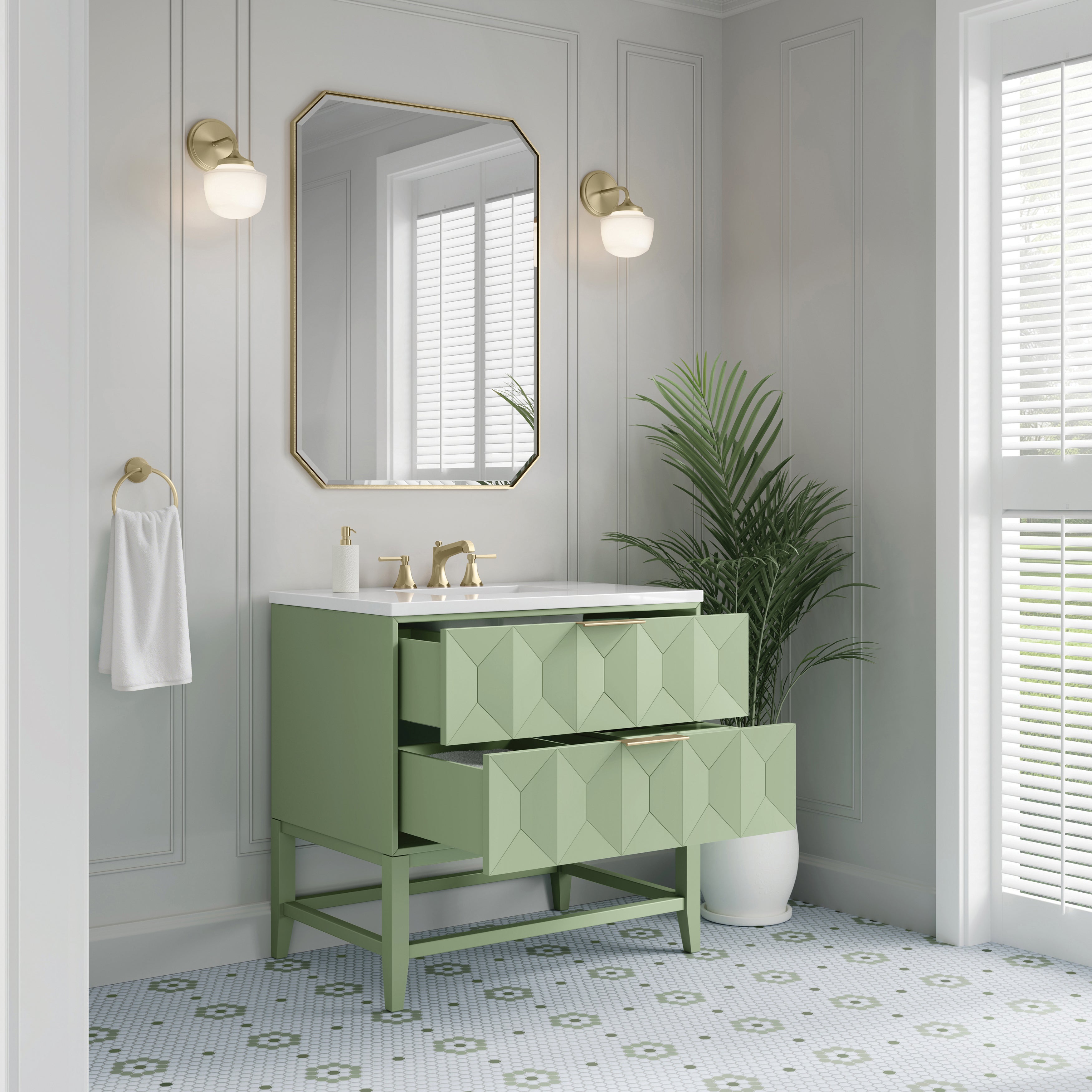James Martin Emmeline 36" Single Vanity in Pistachio with 3cm Countertop