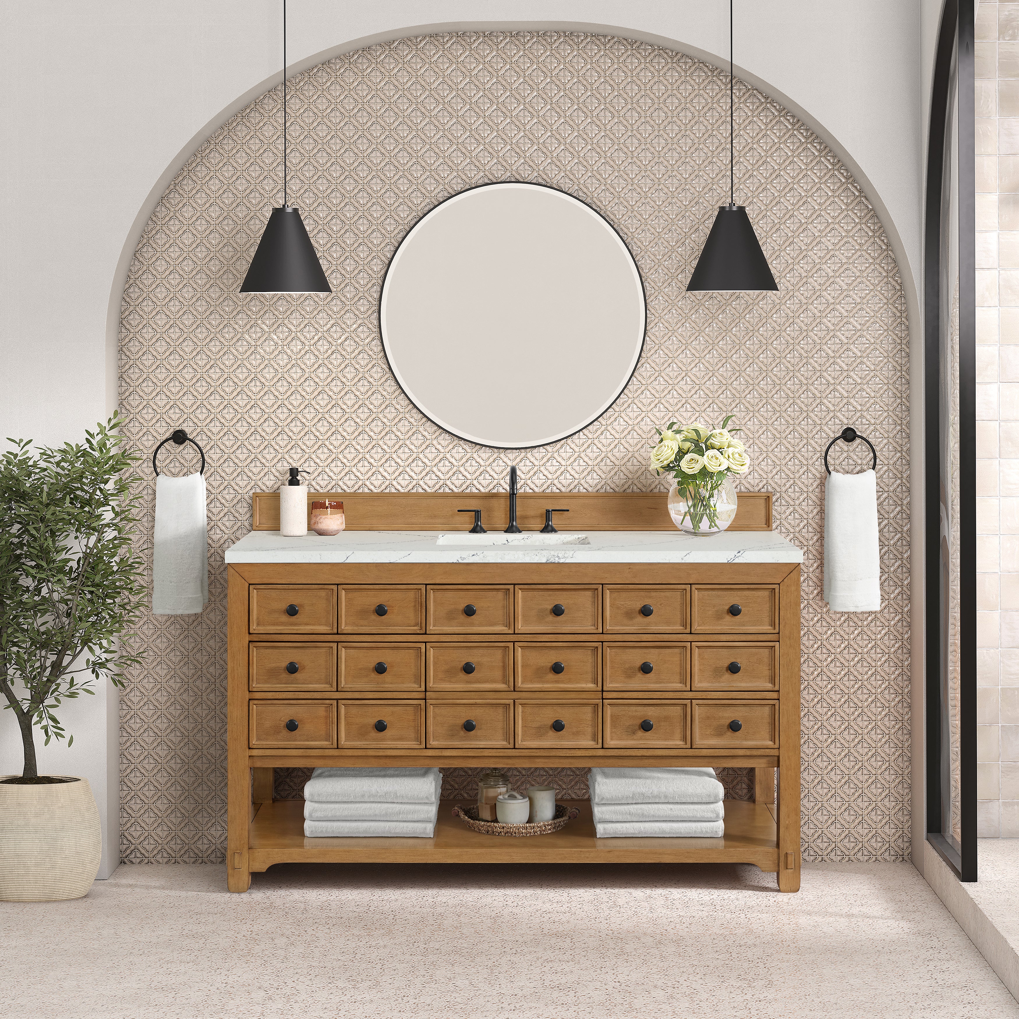 James Martin Malibu 60" Single Vanity in Amber Birch with 3cm Countertop