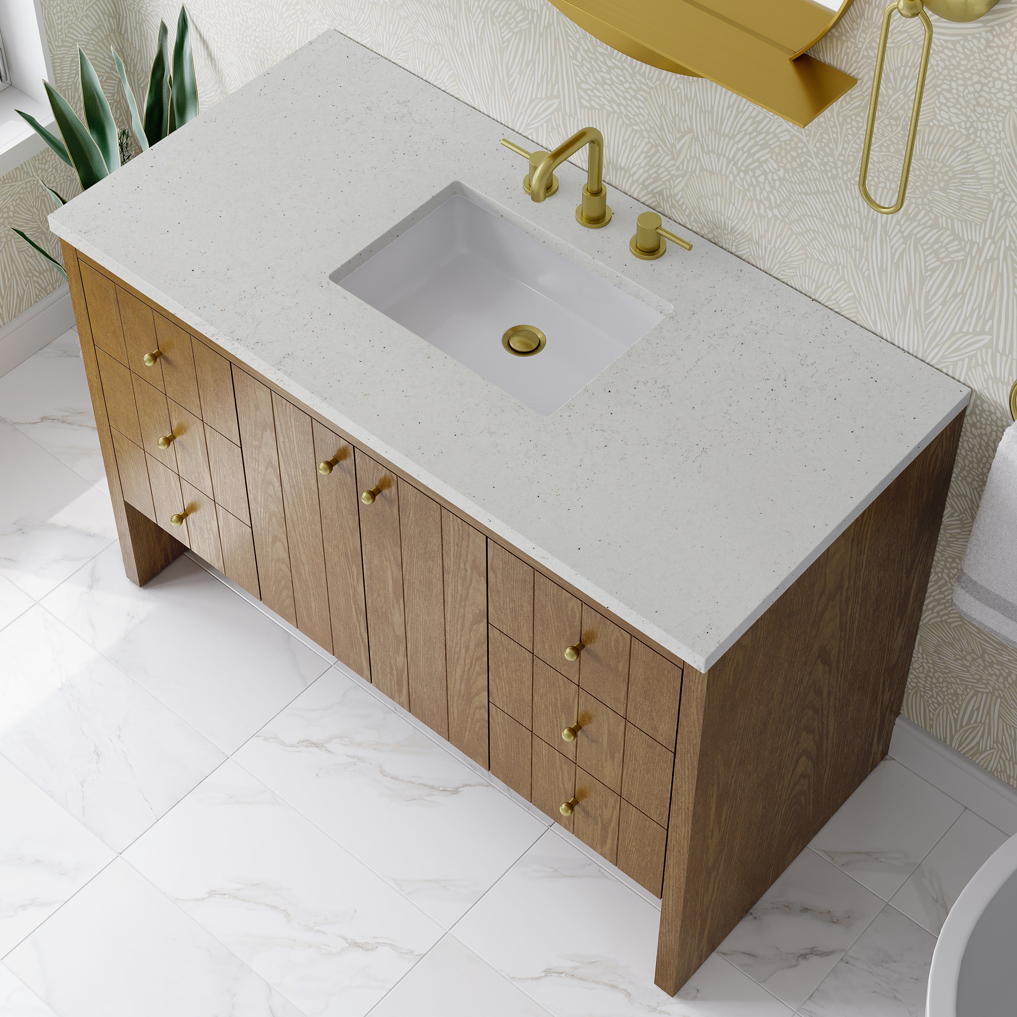 James Martin Hudson 48" Single Vanity in Honey Oak with 3cm Countertop