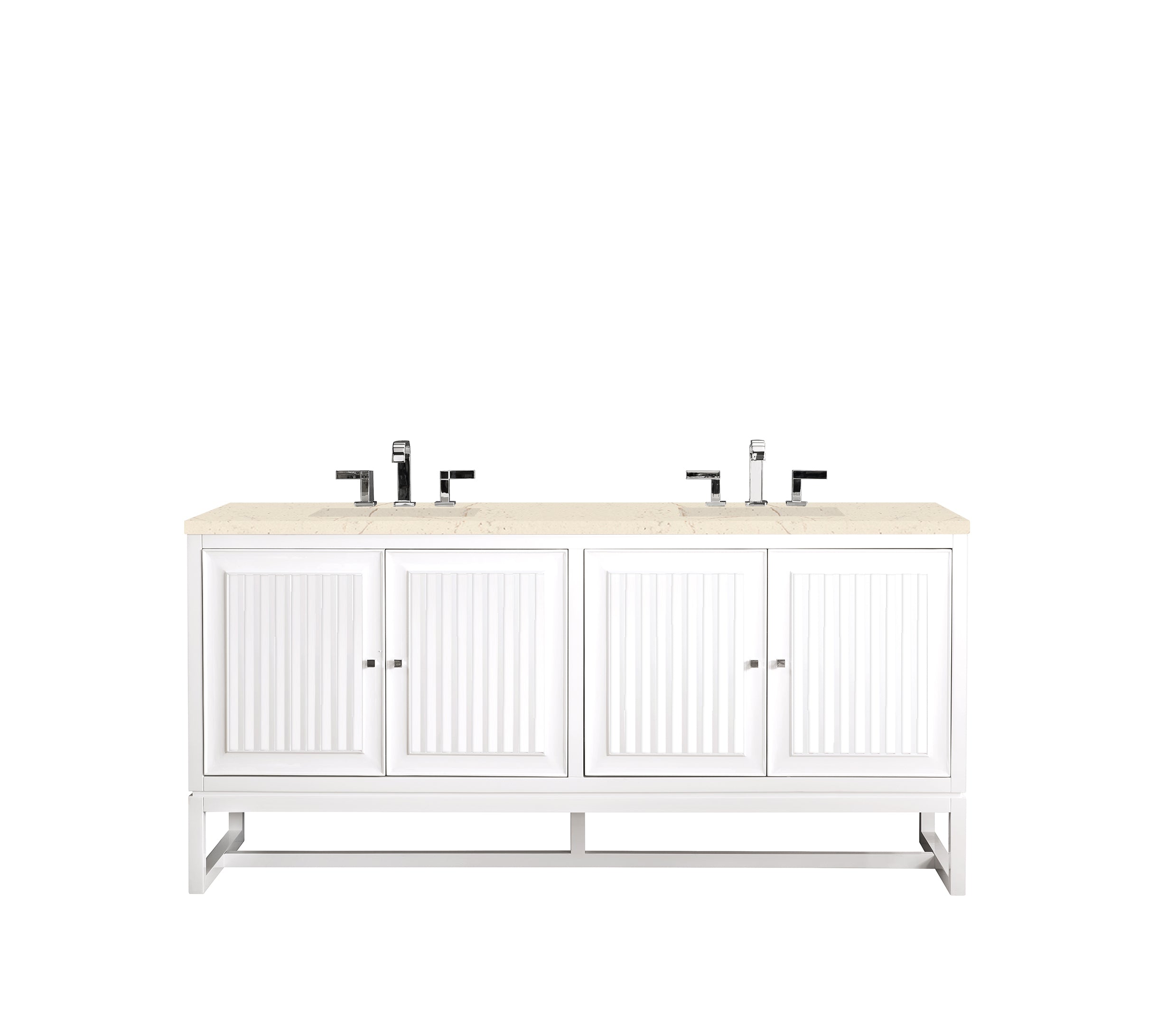 James Martin Athens 72" Double Vanity in Glossy White with 3cm Countertop