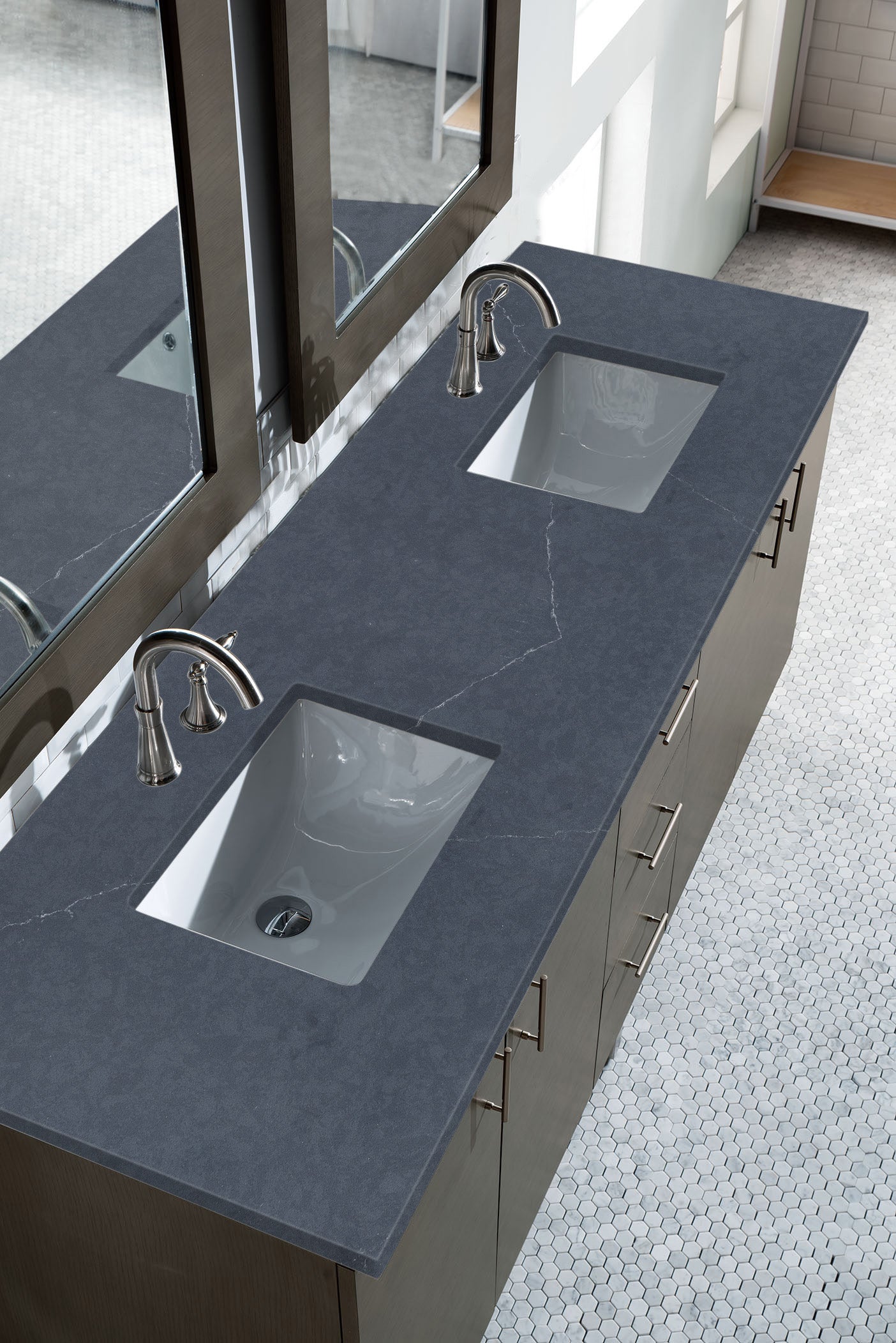 James Martin Metropolitan 72" Double Vanity in Silver Oak with 3cm Countertop