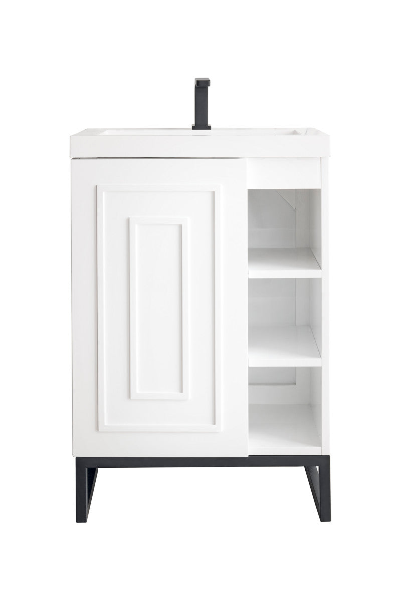 Alicante 24" Single Vanity with White Glossy Composite Stone Top