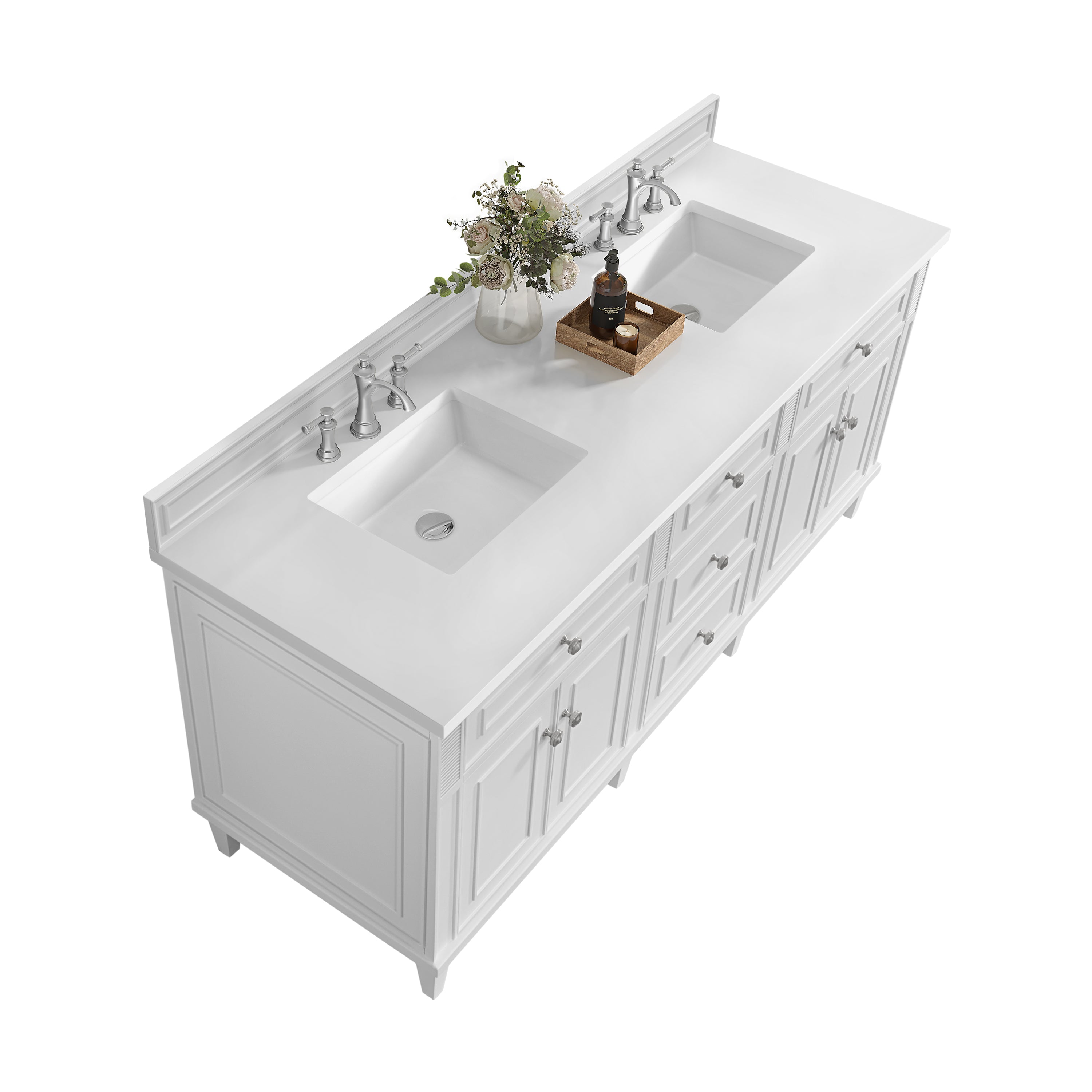 James Martin Lorelai 72" Double Vanity in Bright White with 3cm Countertop