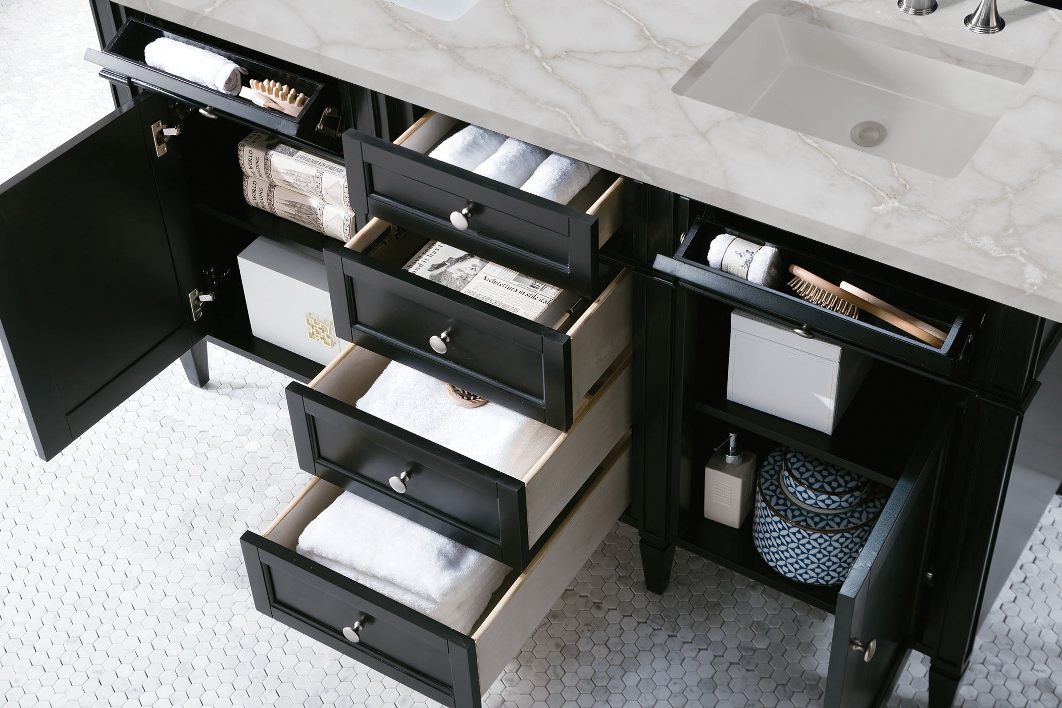 James Martin Brittany 60" Double Vanity in Black Onyx with 3cm Countertop