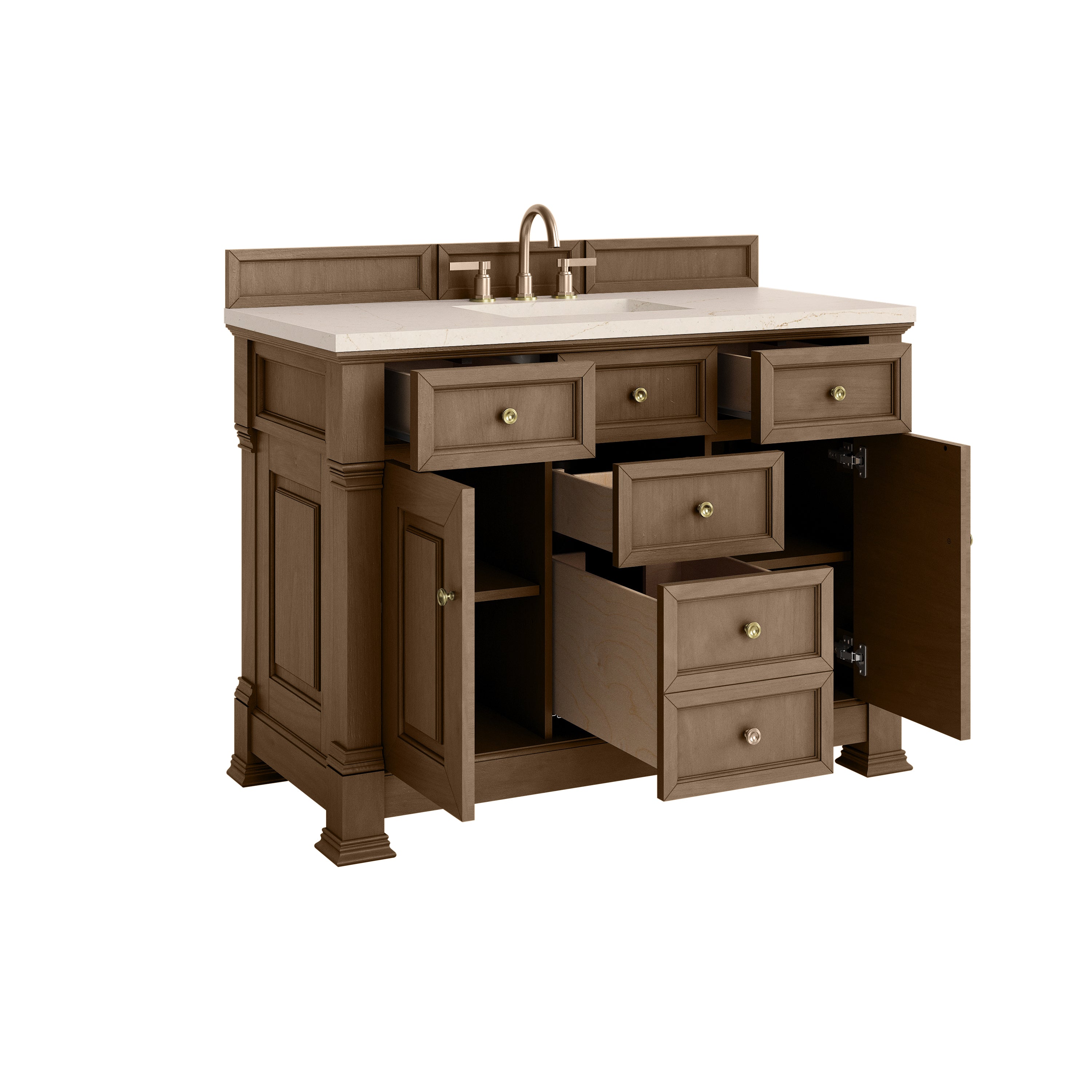 James Martin Brookfield 48" Single Vanity in Pecan with 3cm Countertop