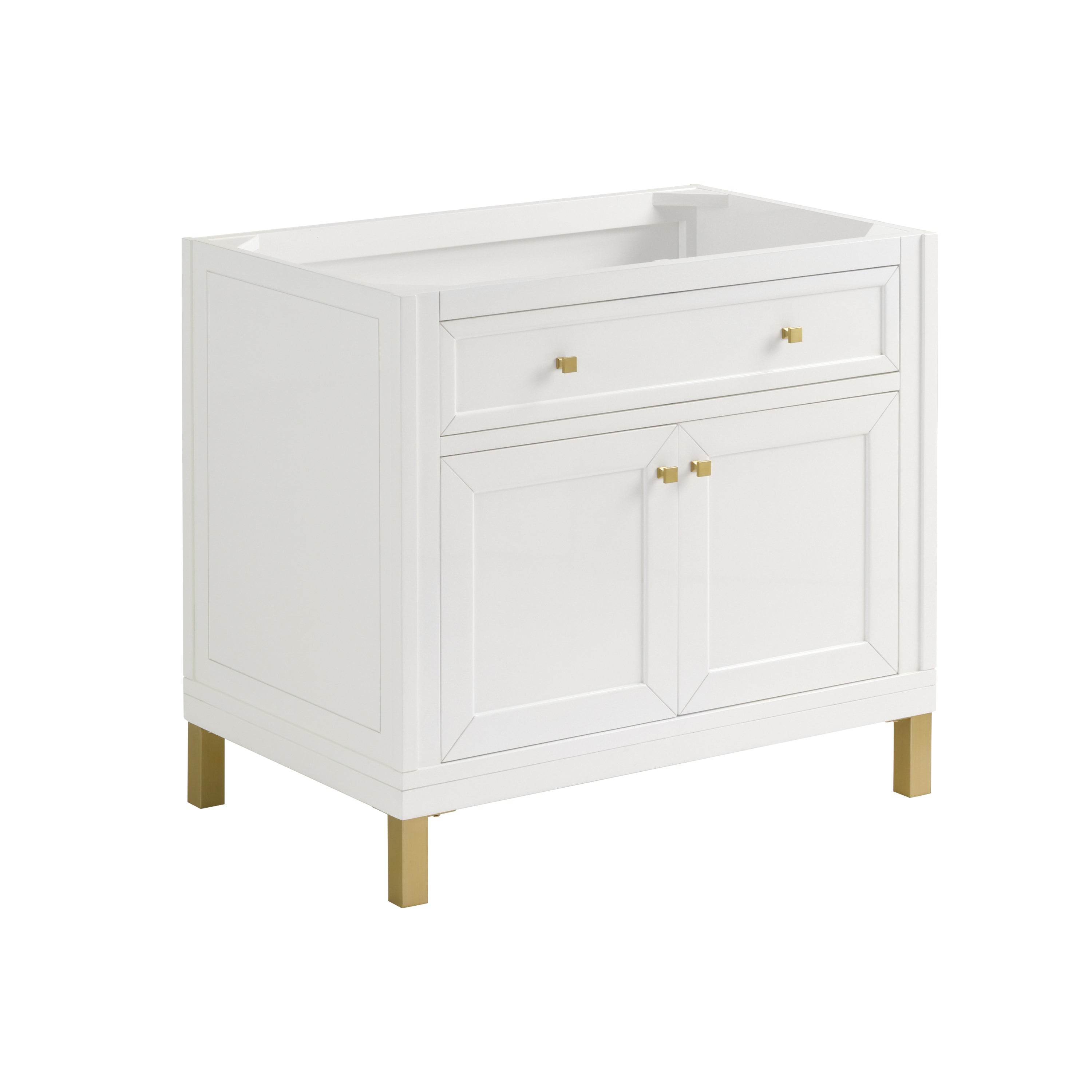 James Martin Chicago 36" Single Vanity in Glossy White with 3cm Countertop