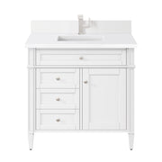 James Martin Brittany 36" Single Vanity in Bright White with 3cm Countertop