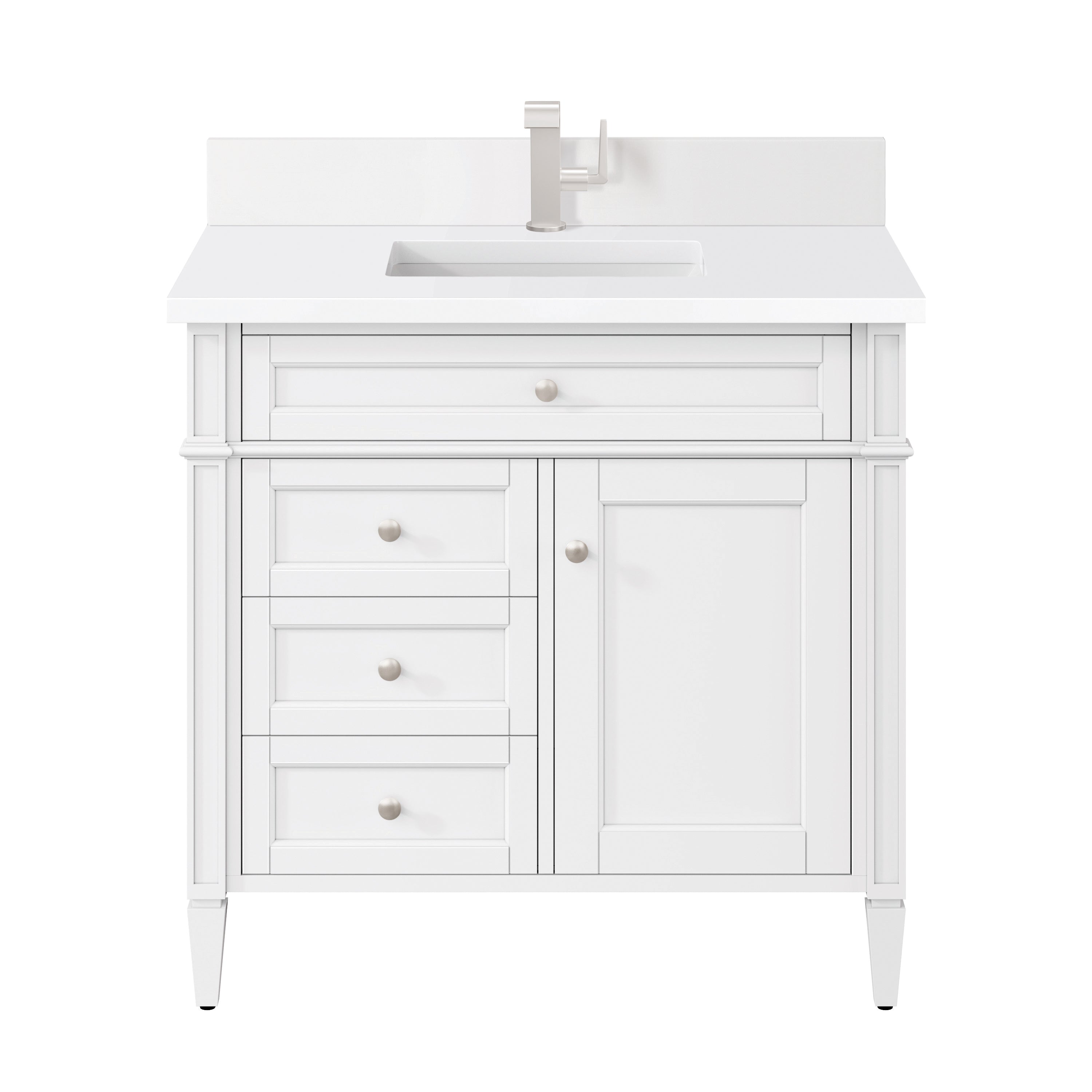 James Martin Brittany 36" Single Vanity in Bright White with 3cm Countertop