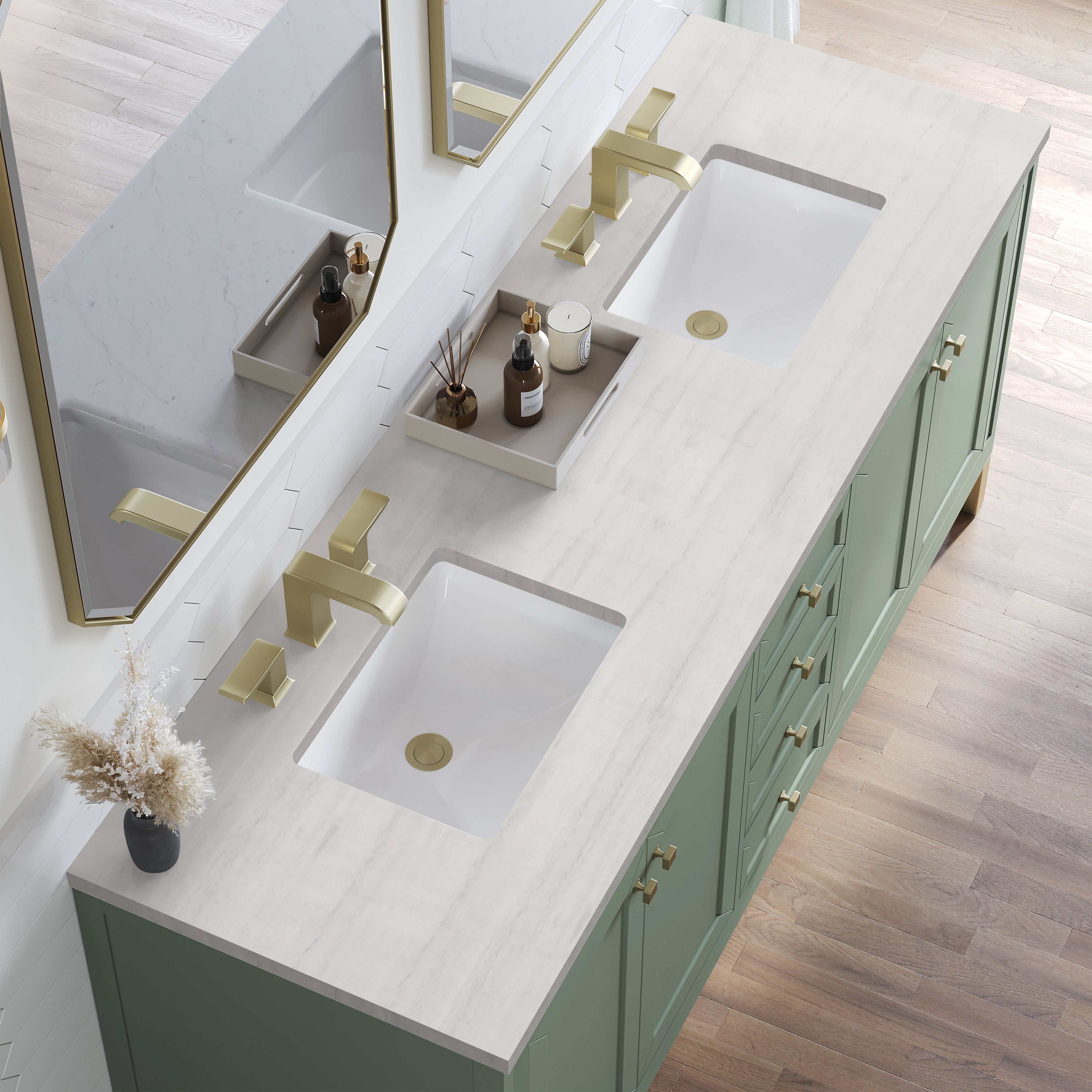 James Martin Chicago 72" Double Vanity in Smokey Celadon with 3cm Countertop