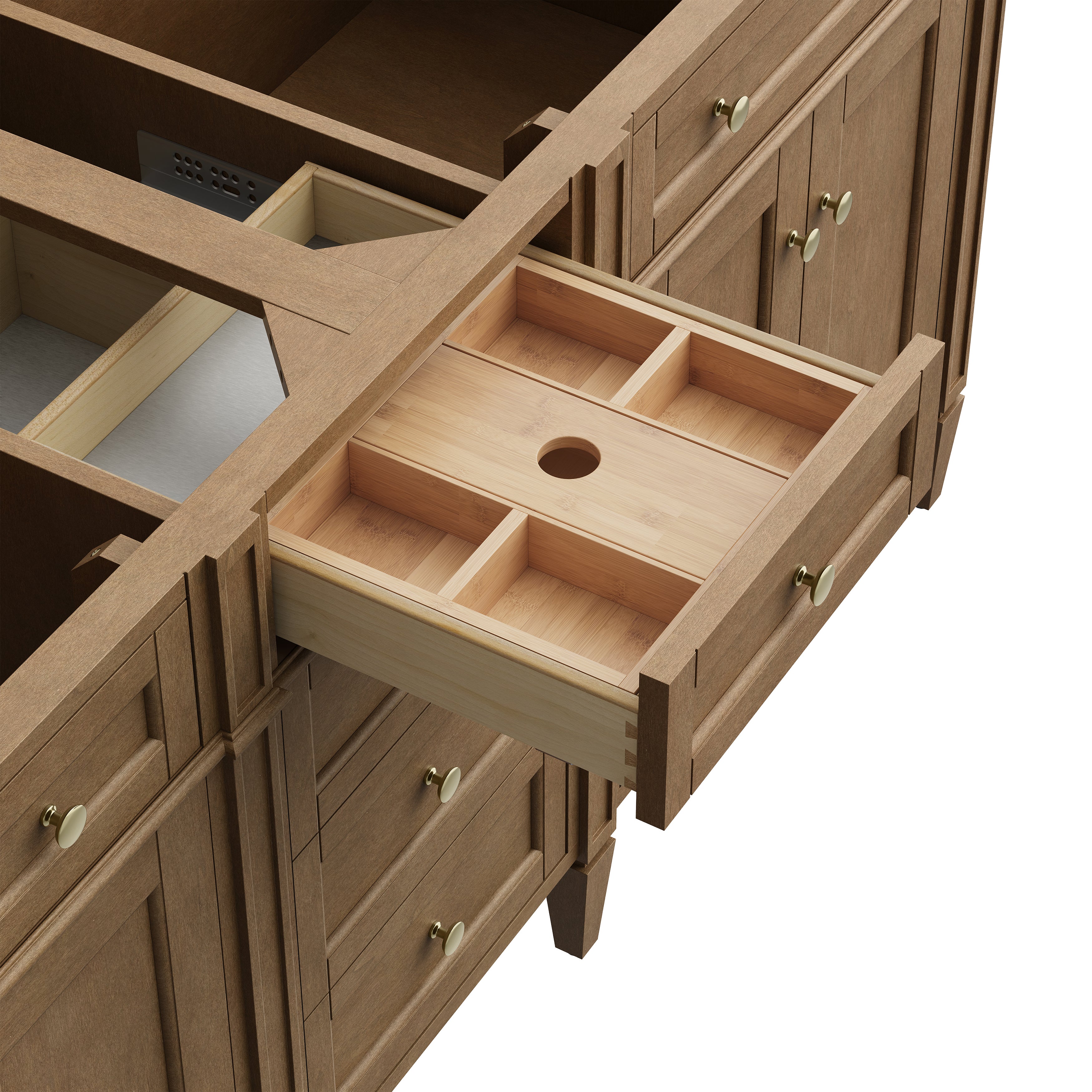 James Martin Brittany 72" Double Vanity in Pecan with 3cm Countertop and FreePower Wireless Charger