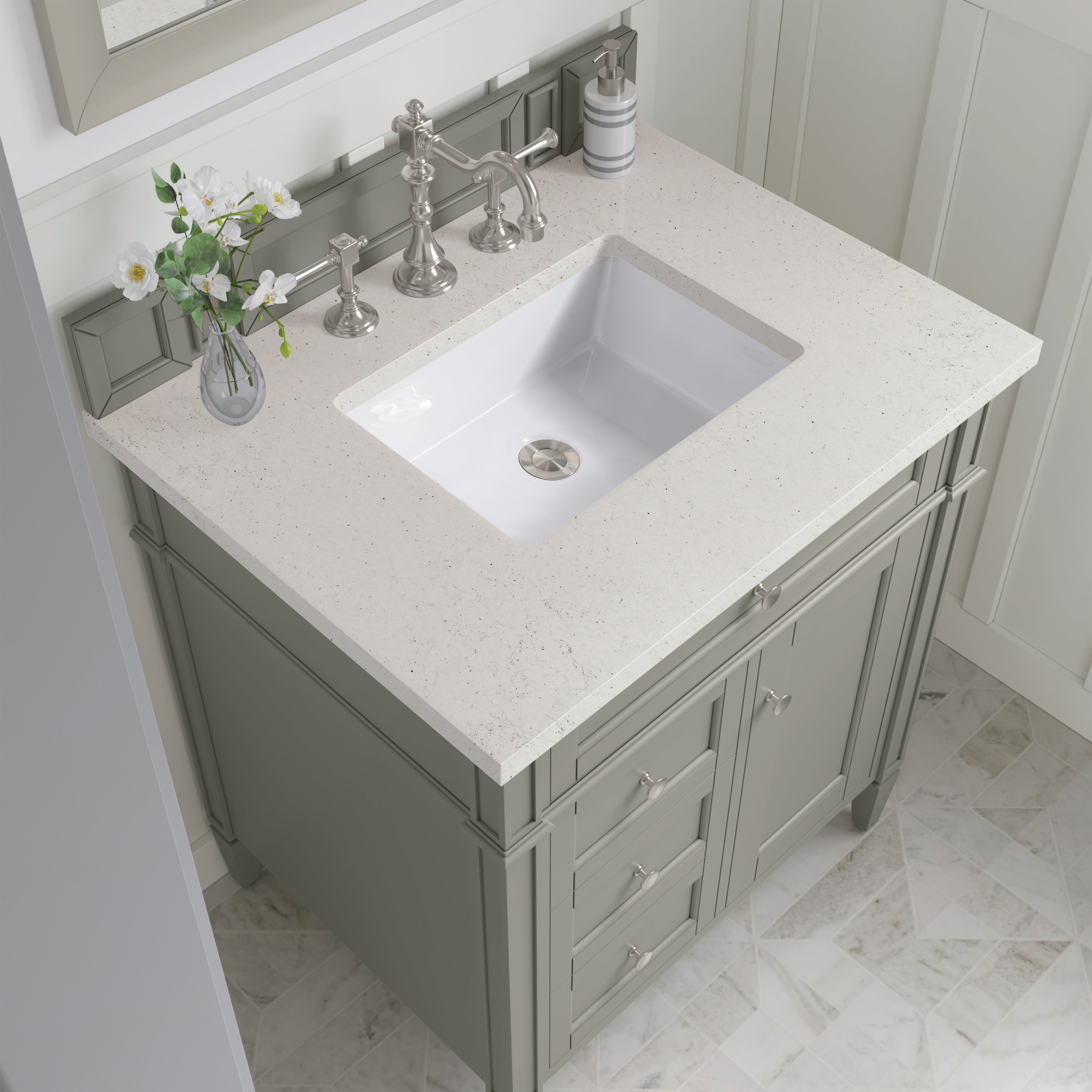 James Martin Brittany 30" Single Vanity in Urban Gray with 3cm Countertop
