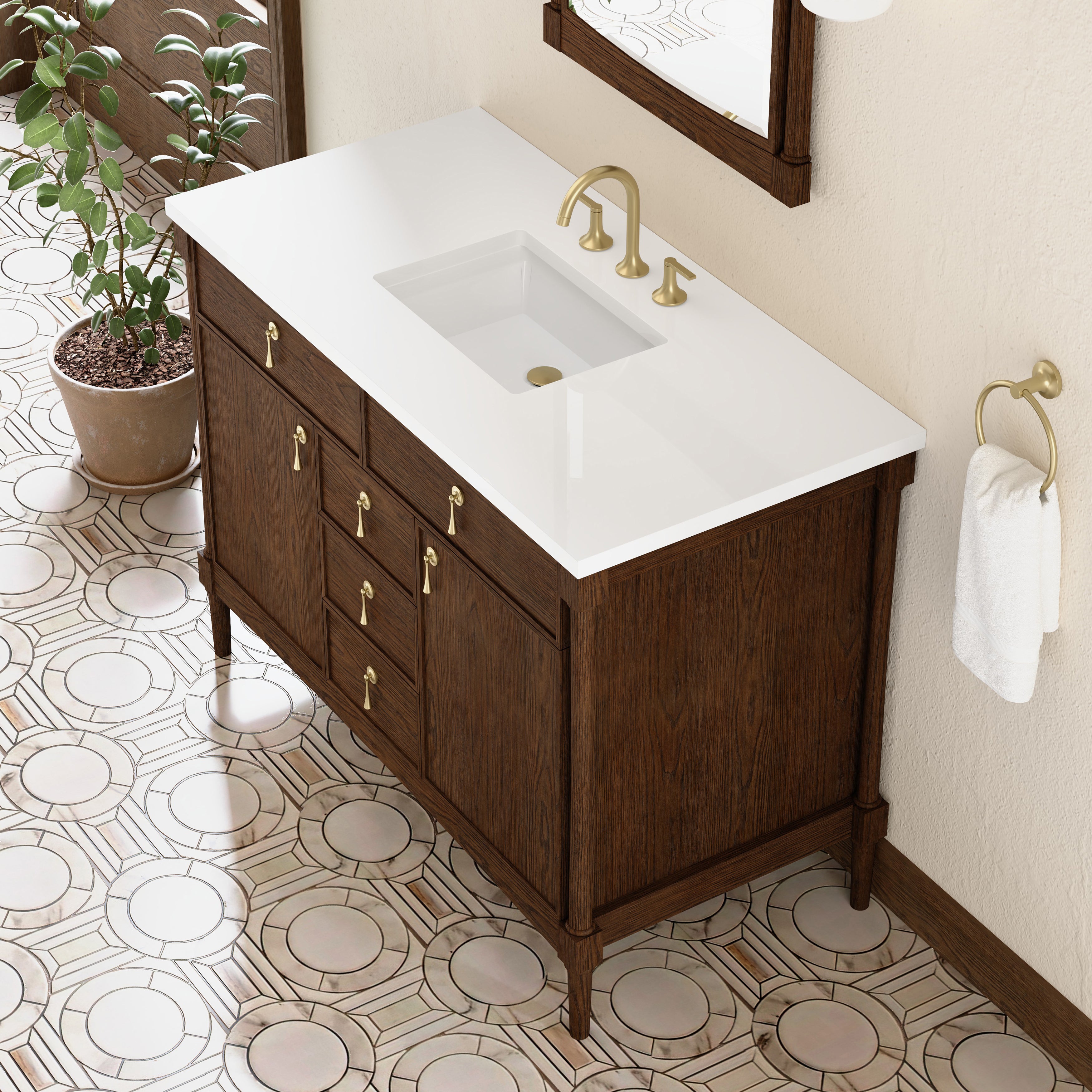 James Martin Kinnsden 48" Single Vanity in Sable Oak with 3cm Countertop