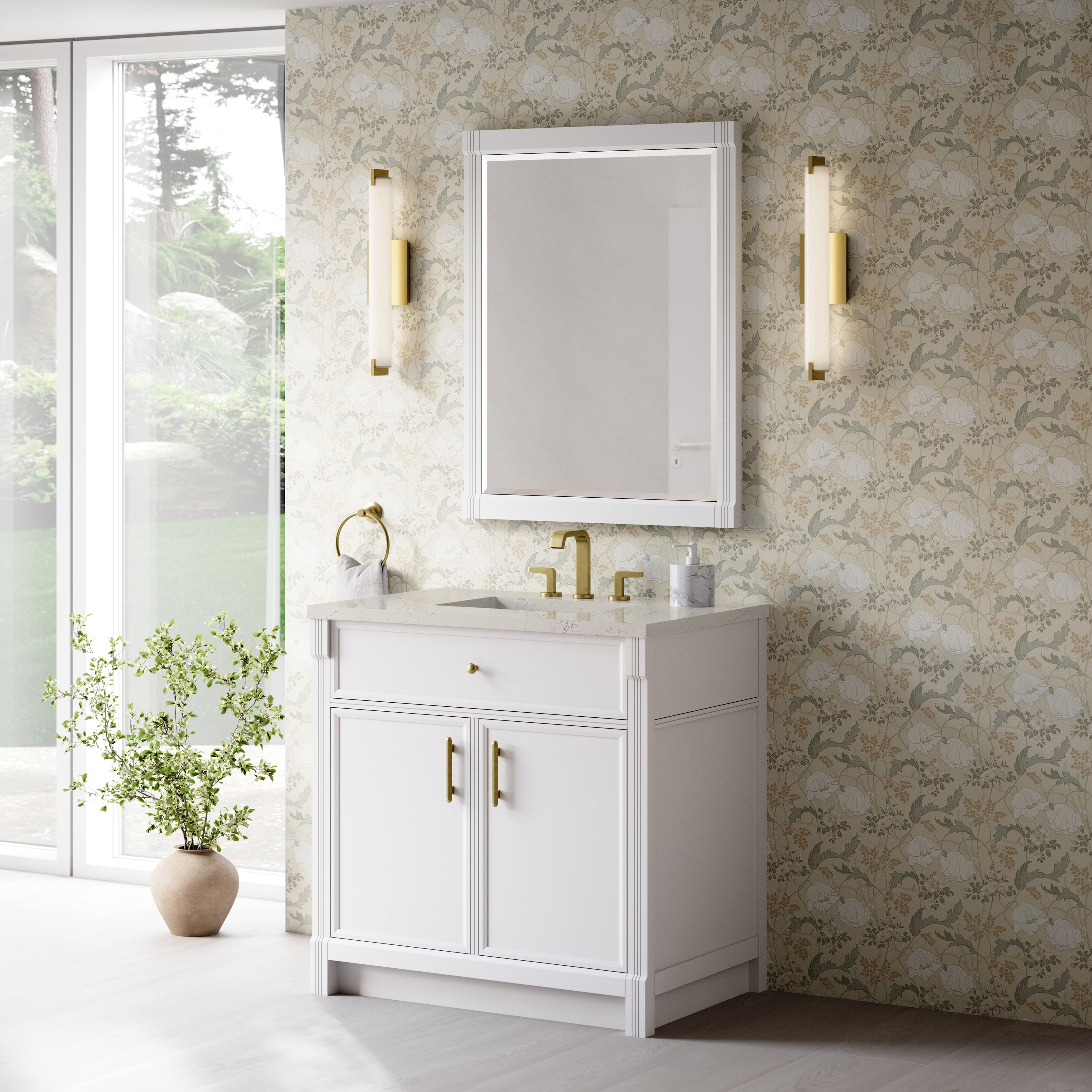James Martin Bellshire 36" Single Vanity in Bright White with 3cm Countertop