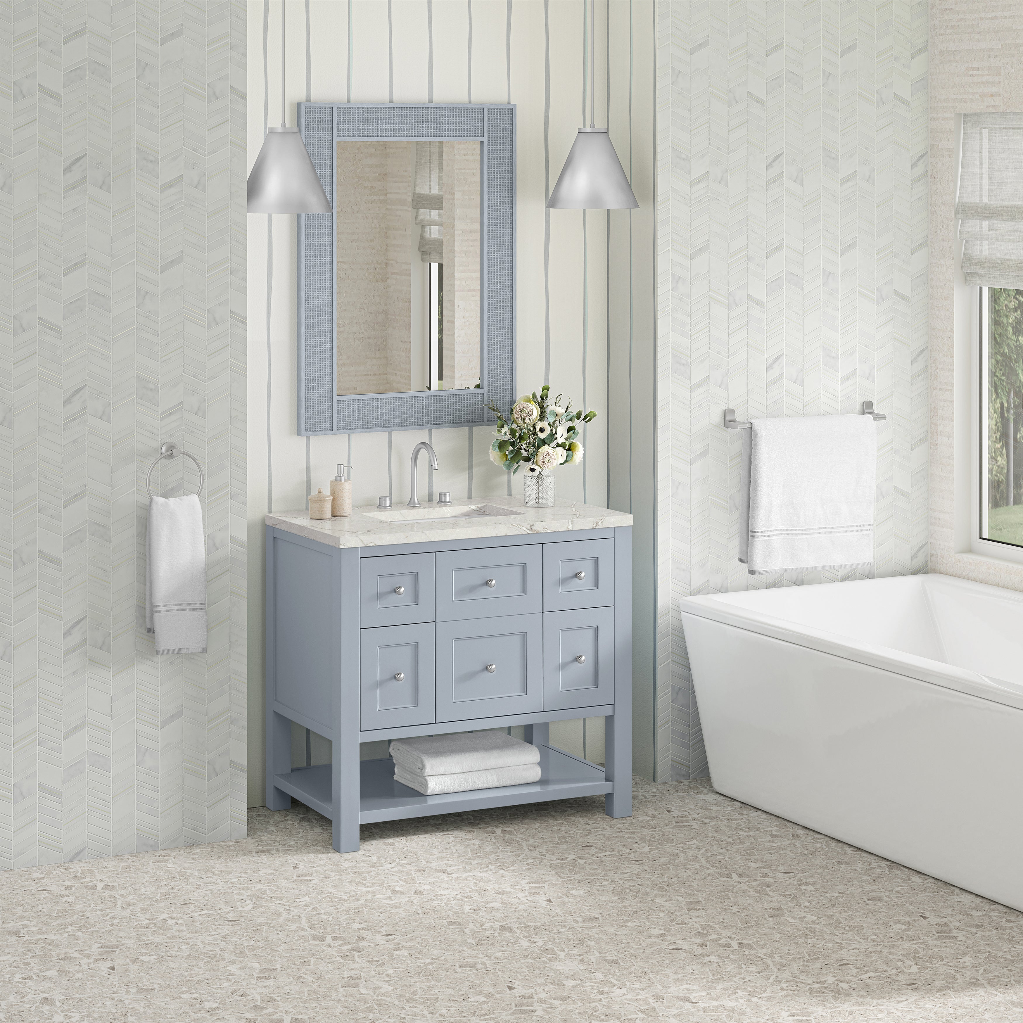 James Martin Breckenridge 36" Single in Serenity Blue with 3cm Countertop