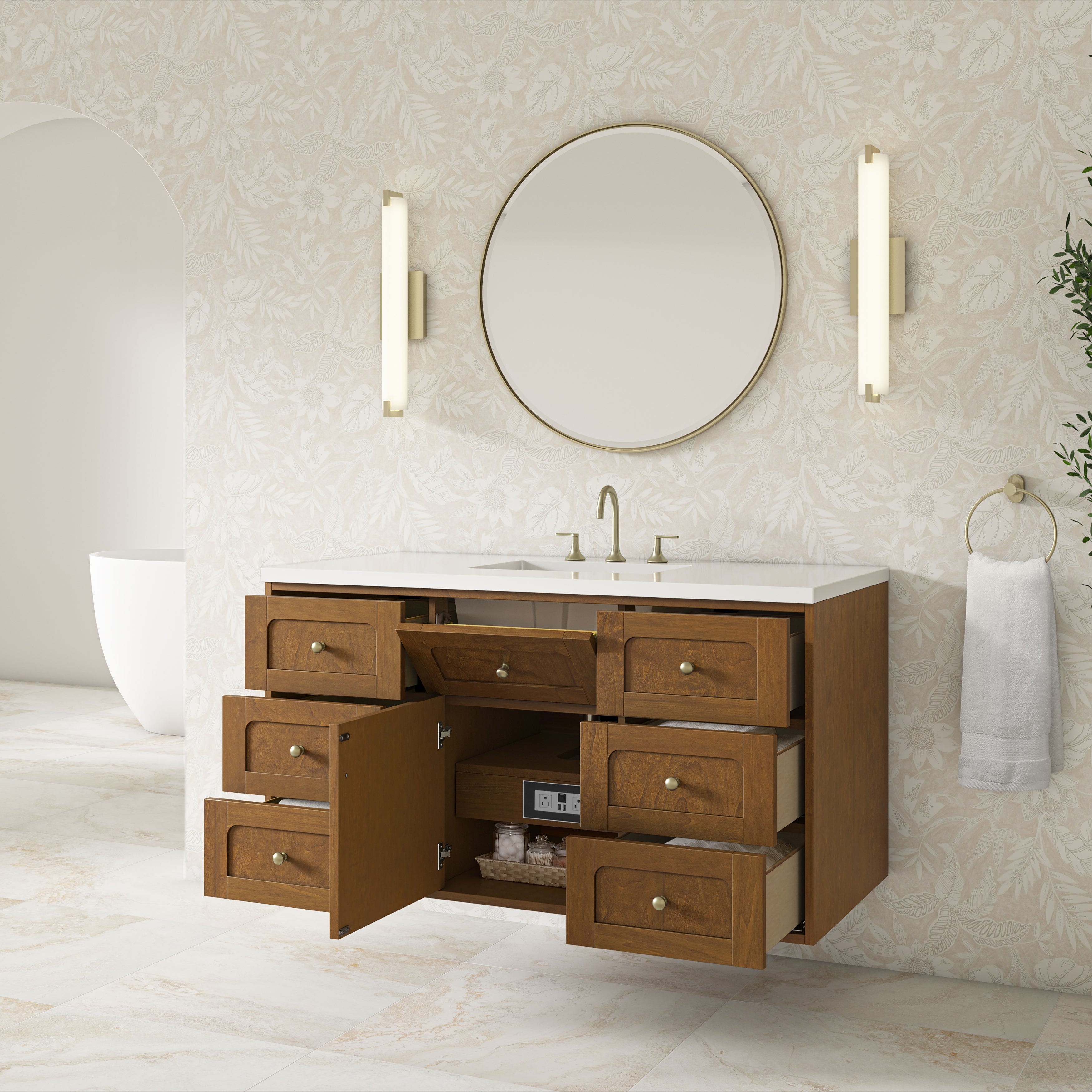 James Martin Laurent 48" Single Vanity in Honey Oak with 3cm Countertop