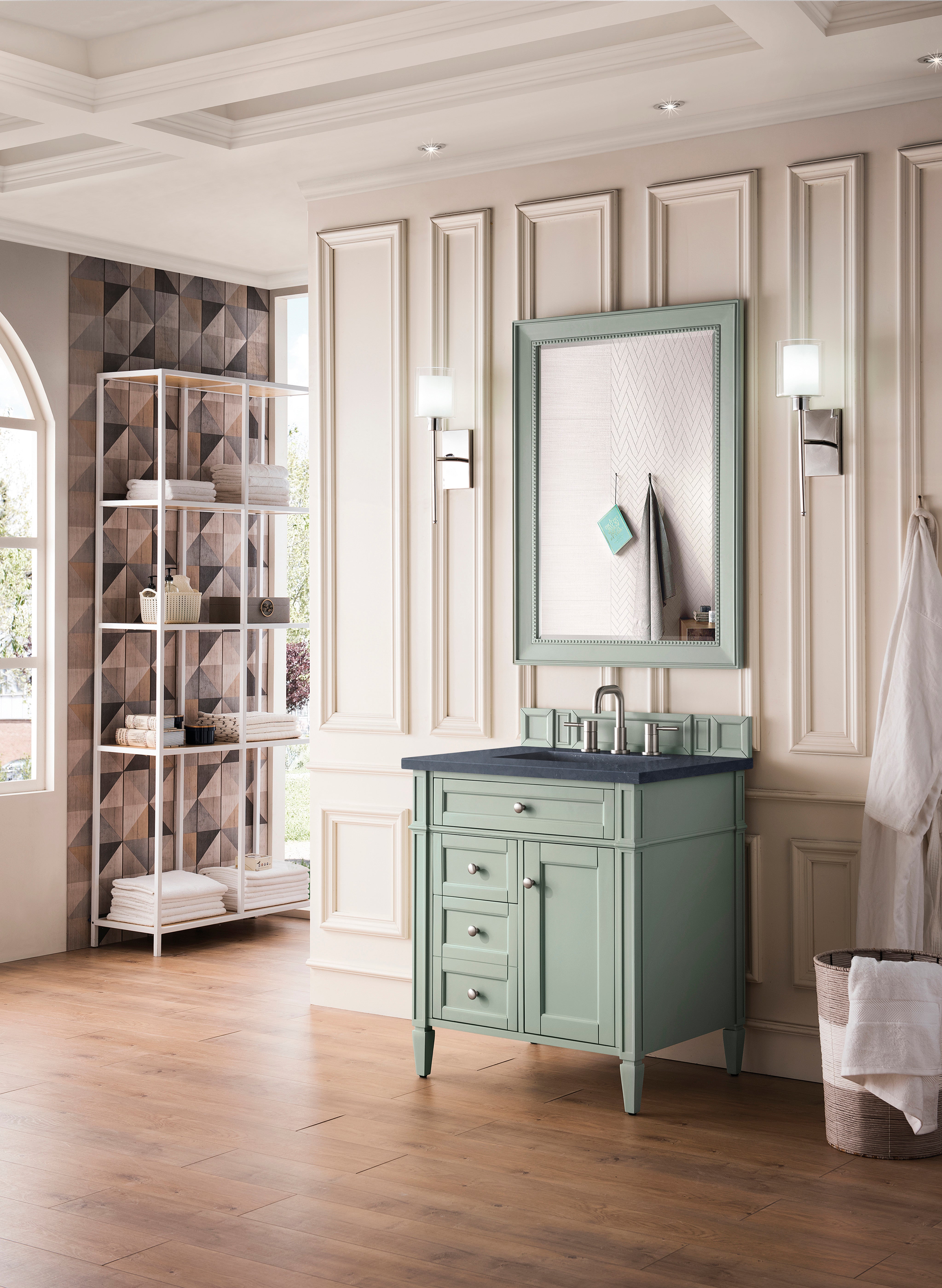 James Martin Brittany 30" Single Vanity in Sage Green with 3cm Countertop