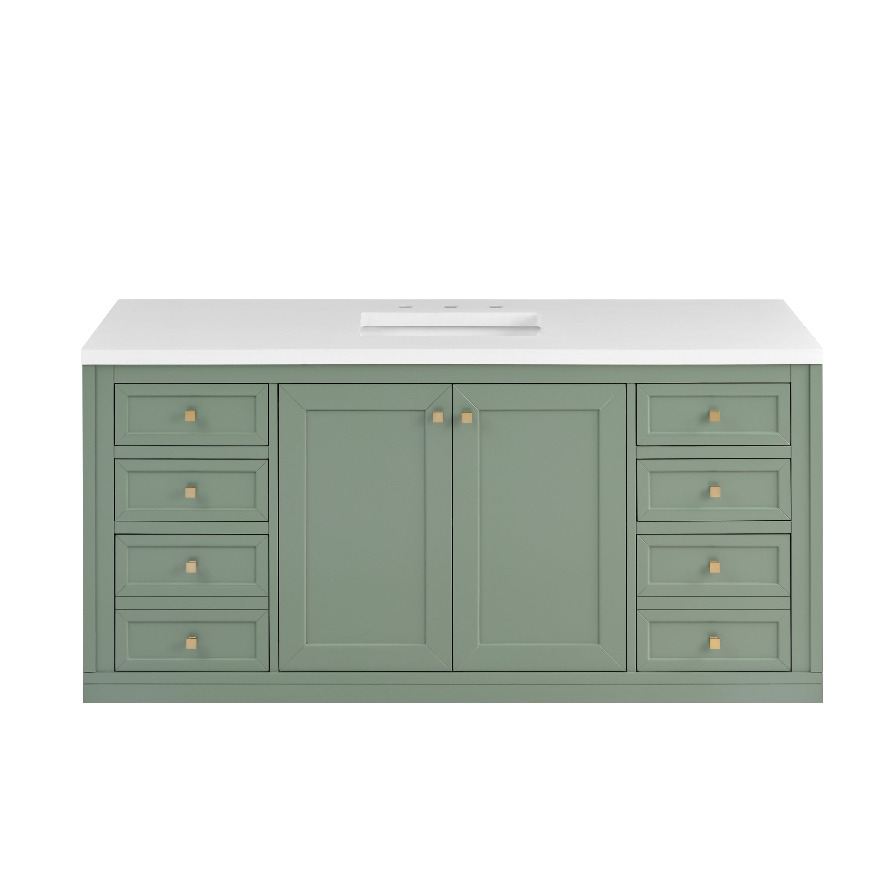 James Martin Chicago 60" Single Vanity in Smokey Celadon with 3cm Countertop