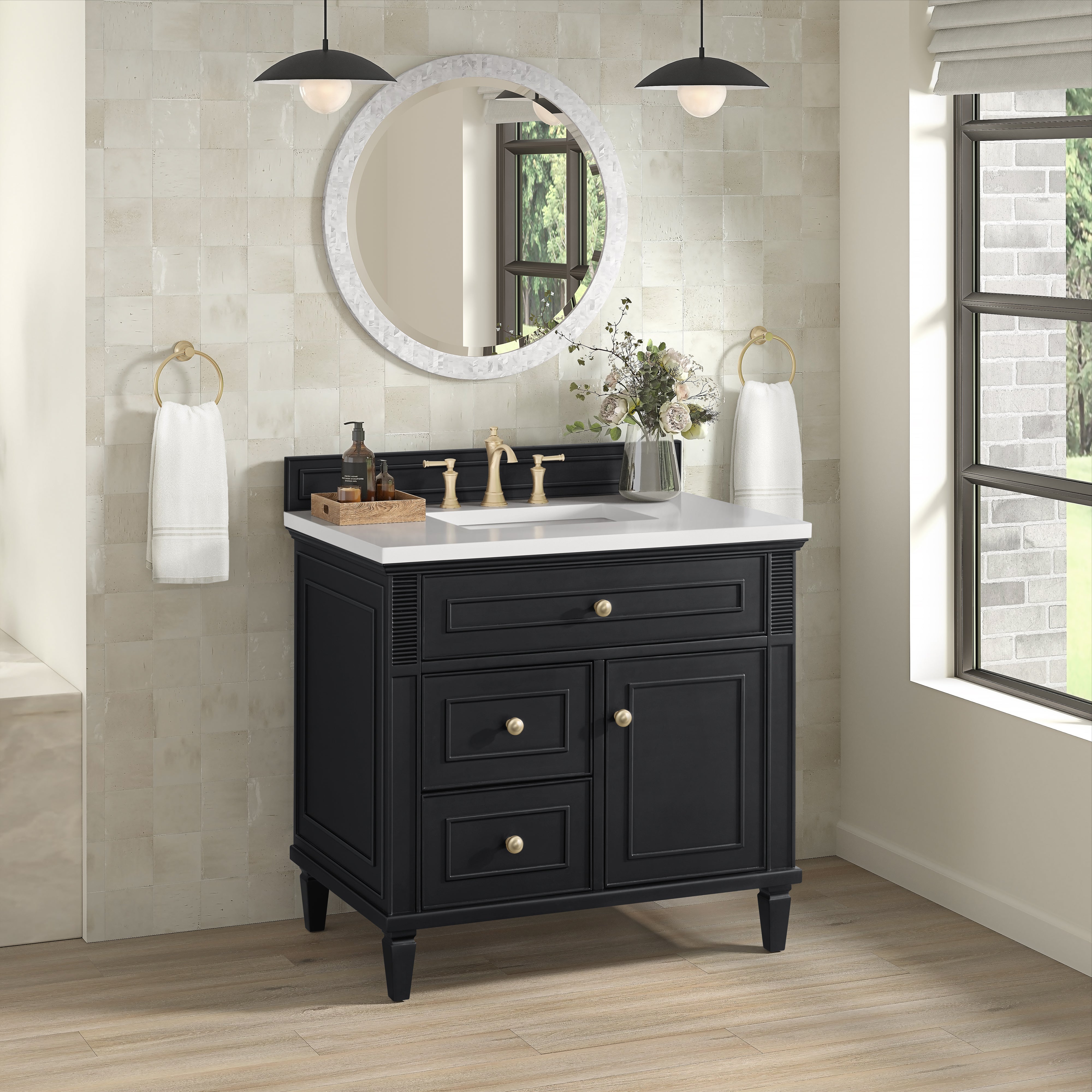 James Martin Lorelai 36" Single Vanity in Black Onyx with 3cm Countertop