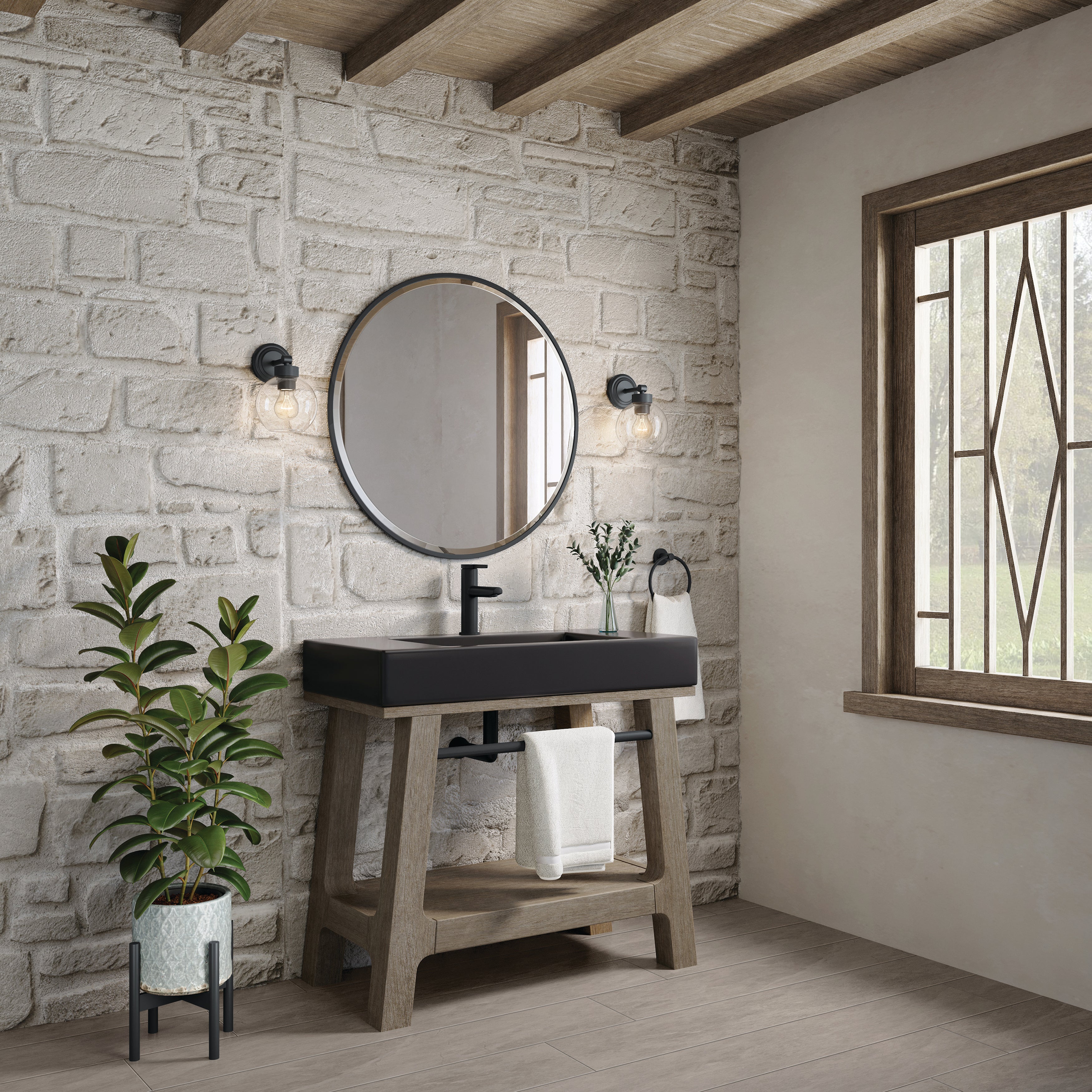 James Martin Auburn 36" Single Weathered Timber Sink Console