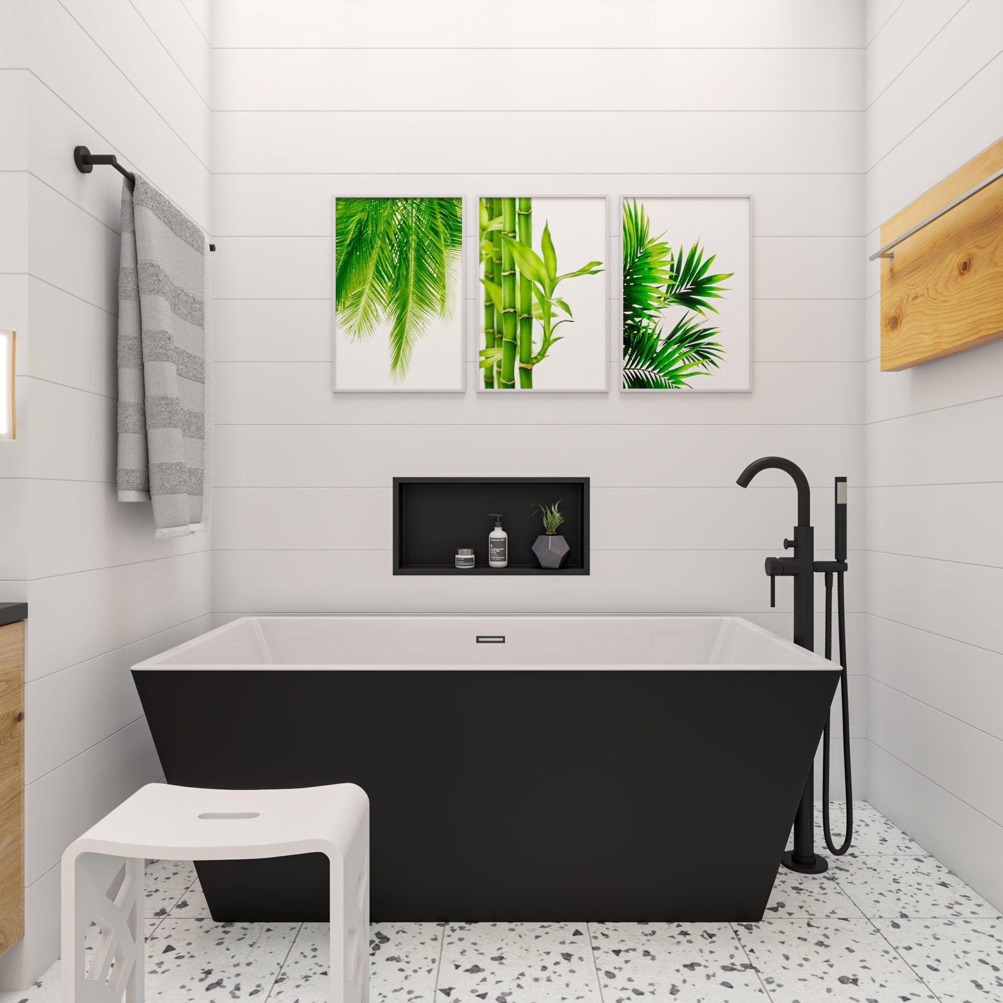 ALFI brand AB2534 Single Lever Floor Mounted Tub Filler Mixer w Hand Held Shower Head