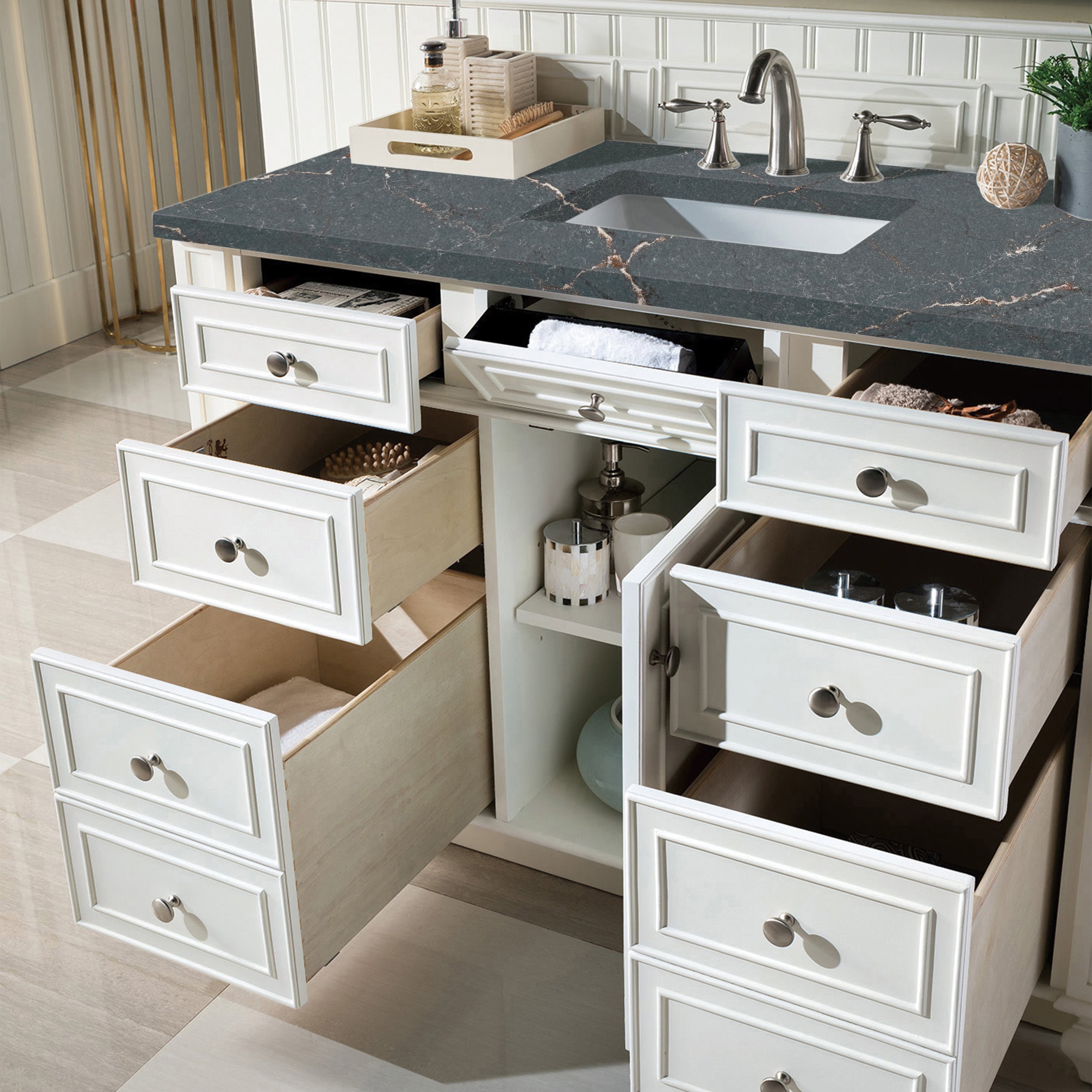James Martin Bristol 48" Single Vanity in Bright White with 3cm Countertop