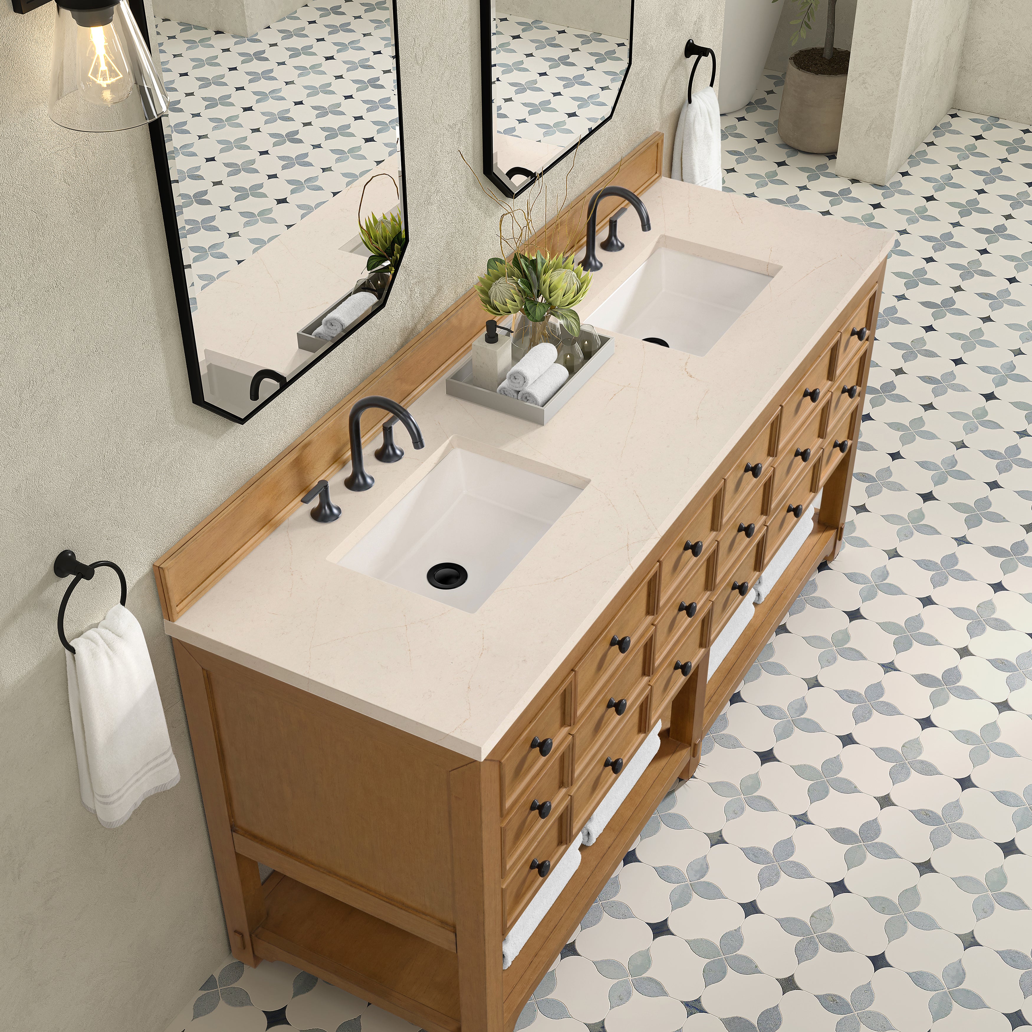 James Martin Malibu 72" Double Vanity in Amber Birch with 3cm Countertop