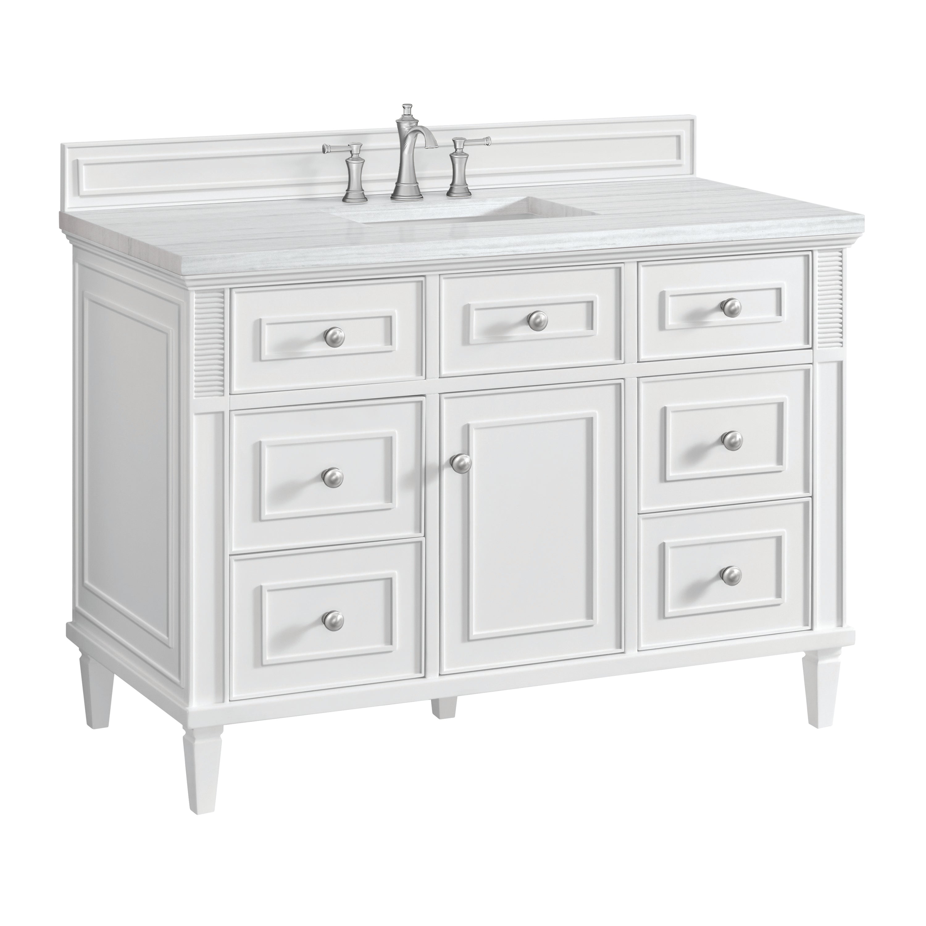 James Martin Lorelai 48" Single Vanity in Bright White with 3cm Countertop