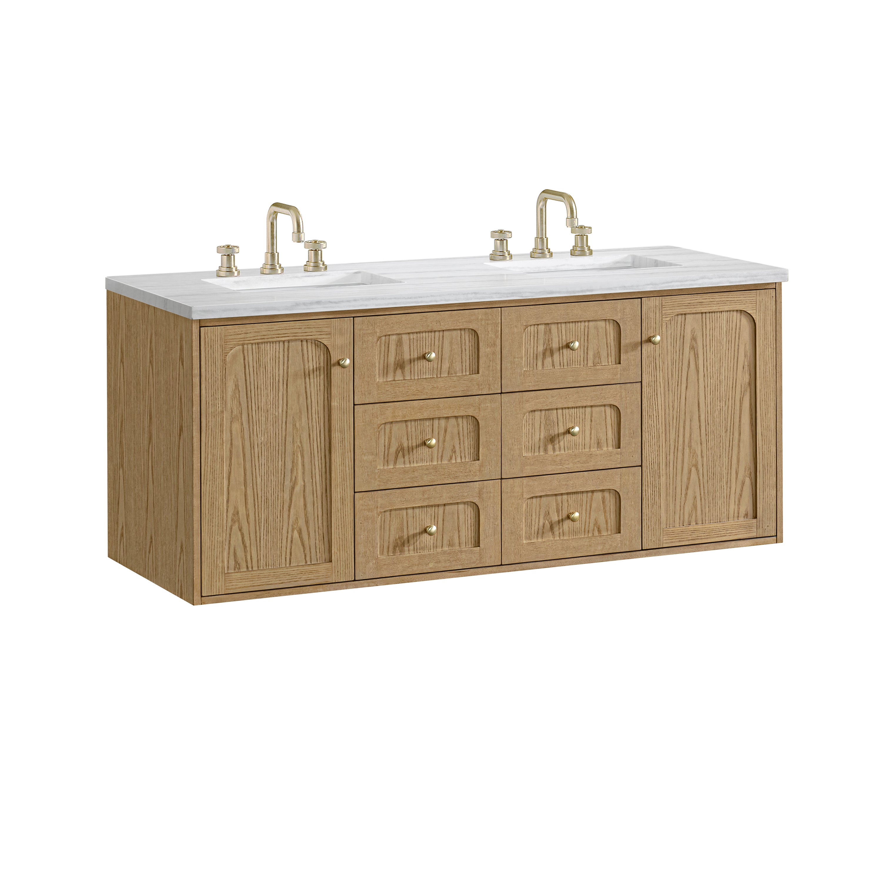 James Martin Laurent 60" Double Vanity in Light Natural Oak with 3cm Countertop