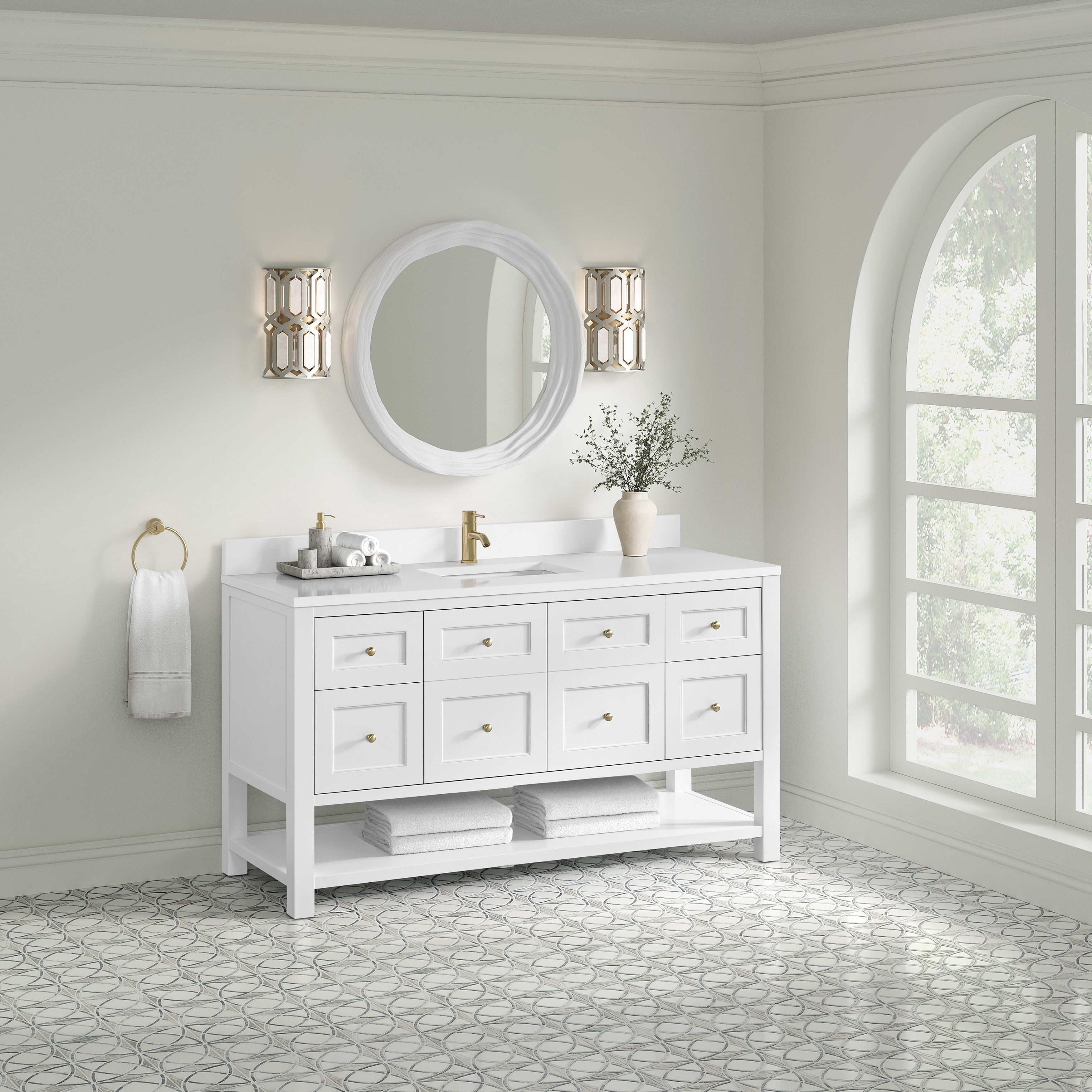 James Martin Breckenridge 60" Single Vanity in Bright White with 3cm Countertop