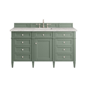 James Martin Brittany 60" Single Vanity in Smokey Celadon with 3cm Countertop and FreePower Wireless Charger