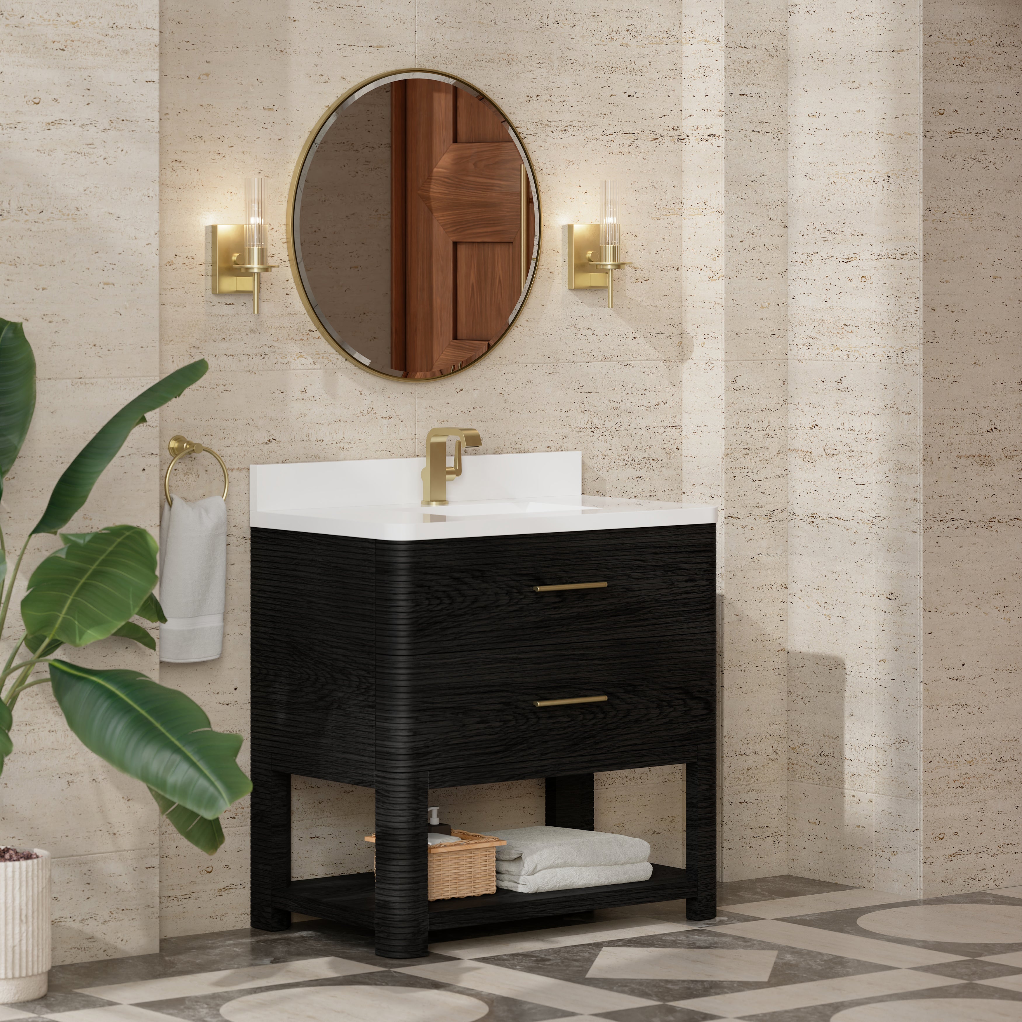 James Martin Lucian 36" Single Vanity in Carbon Oak with 3cm Countertop