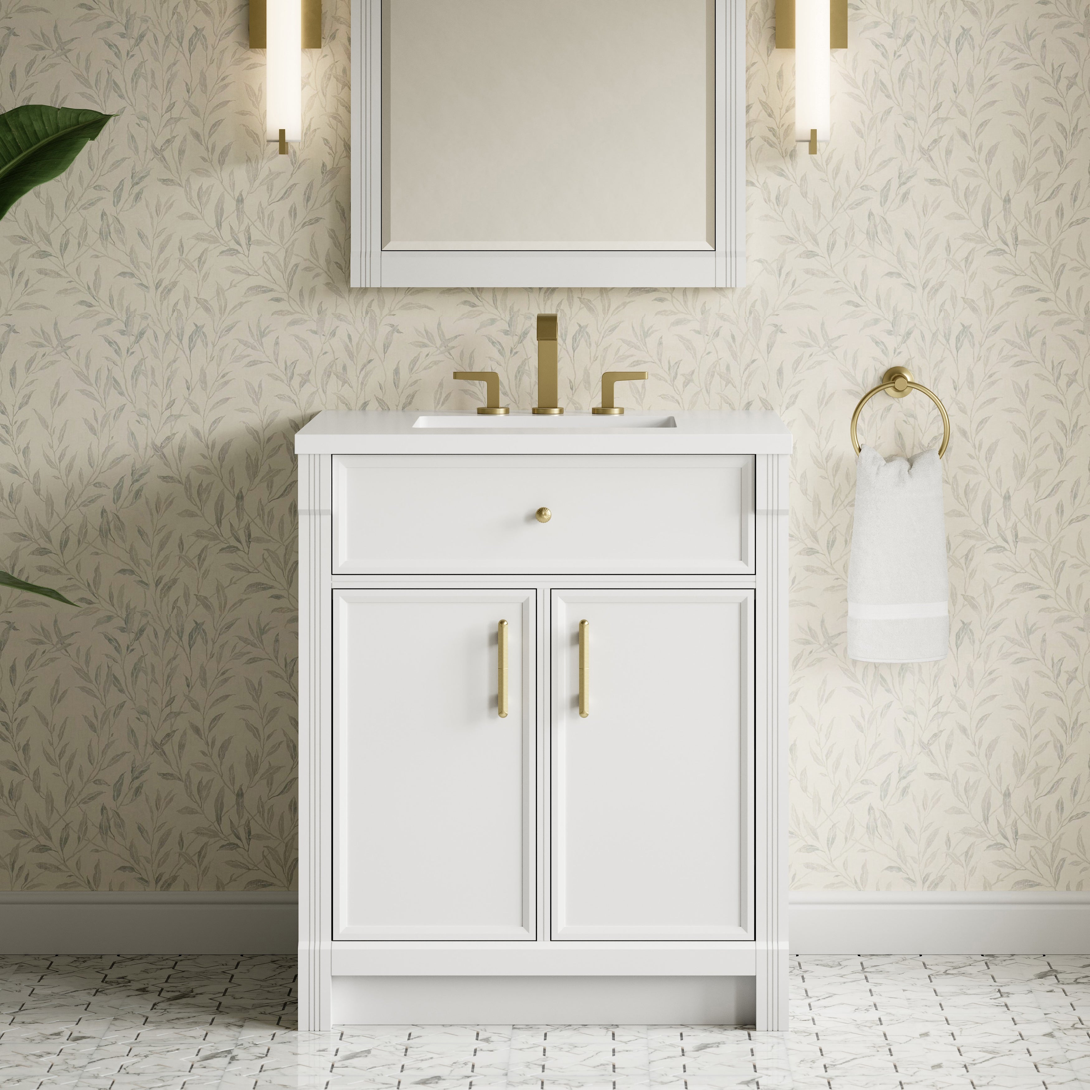 James Martin Bellshire 30" Single Vanity in Bright White with 3cm Countertop