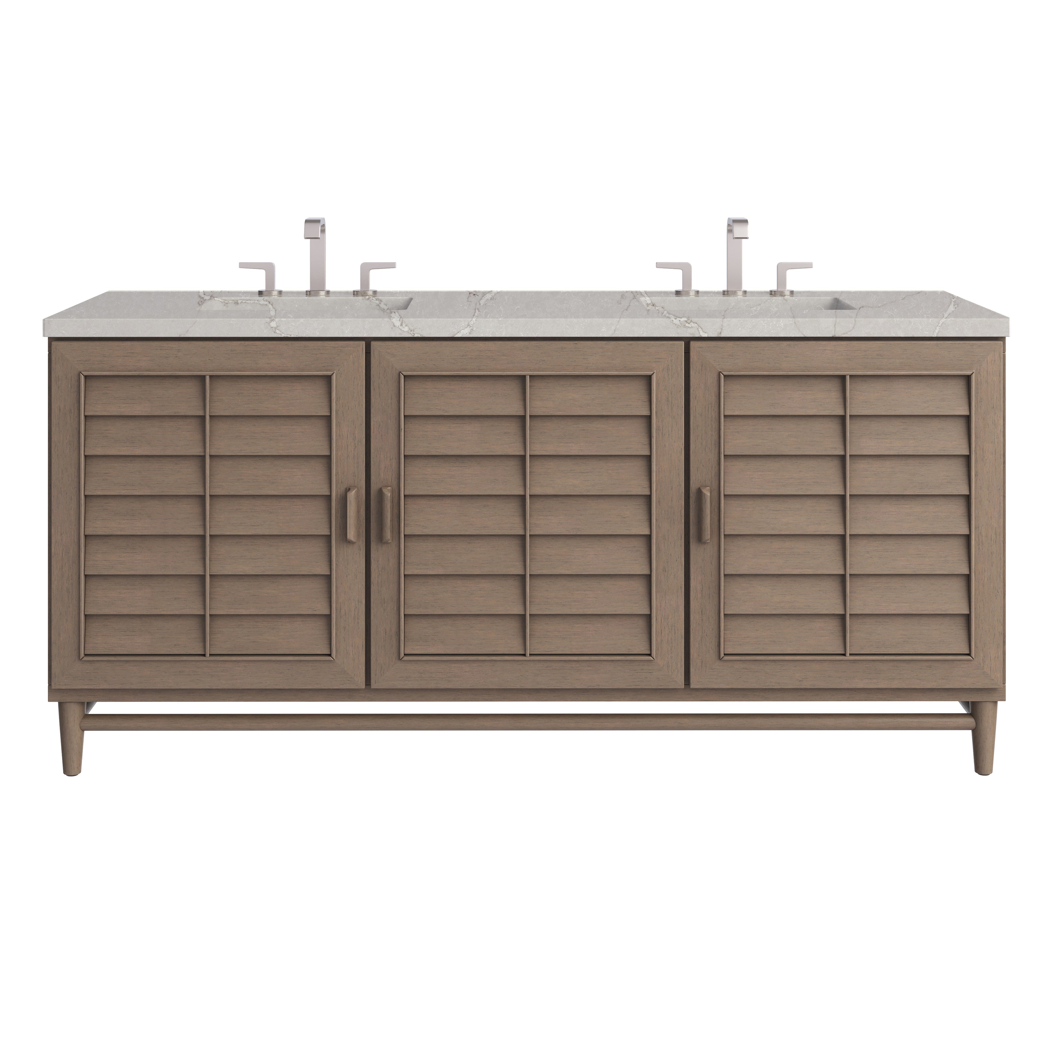 James Martin Portland 72" Double Vanity in Whitewashed Walnut with 3cm Countertop