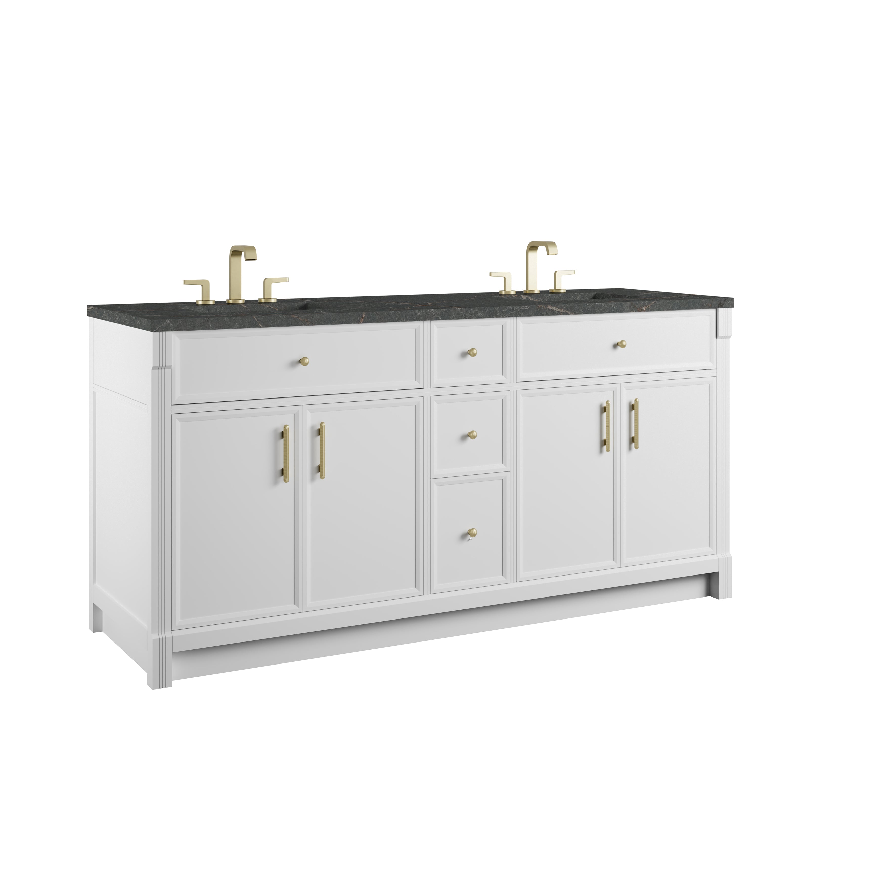 James Martin Bellshire 72" Double Vanity in Bright White with 3cm Countertop